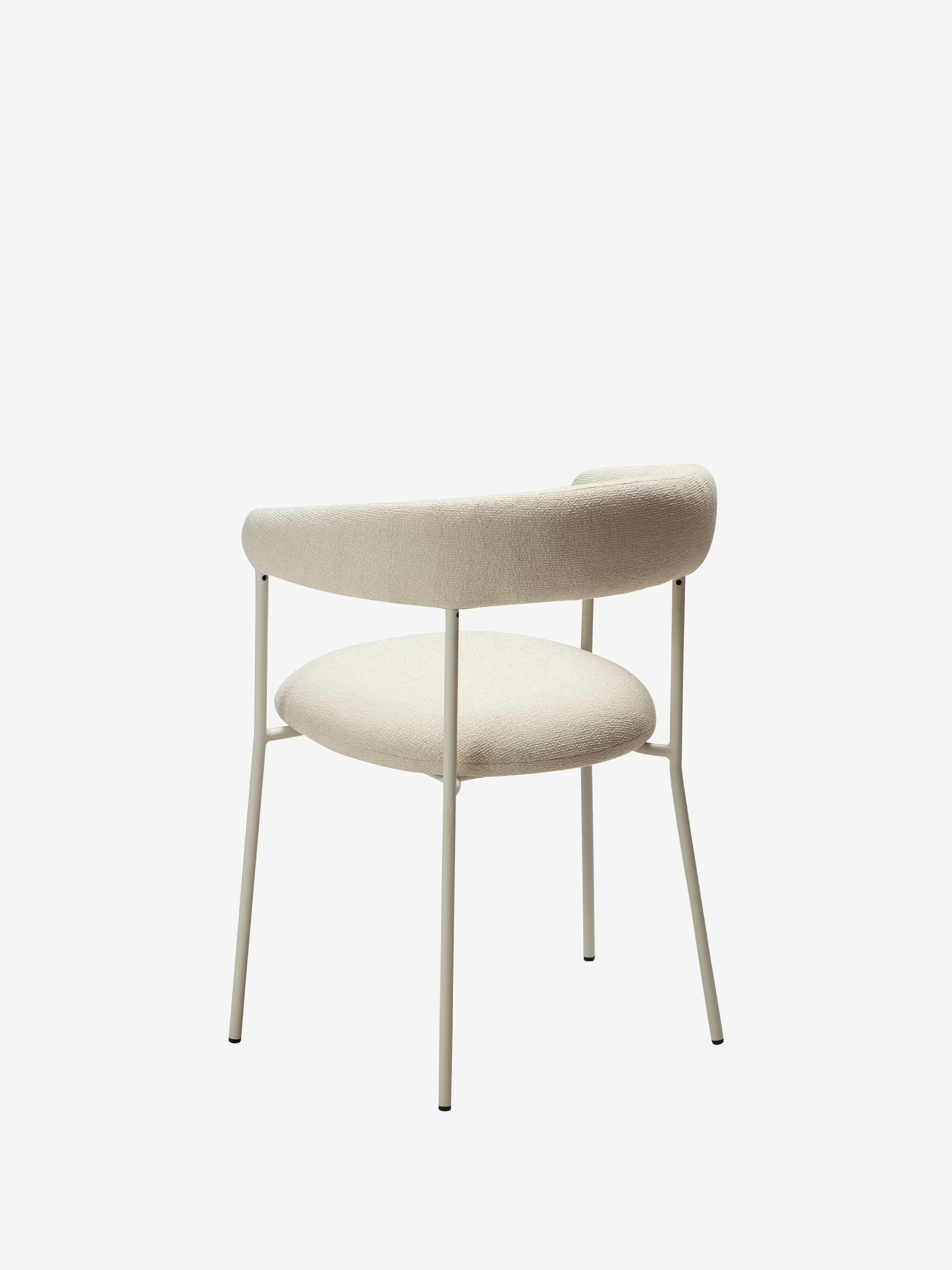 Plenti Chaise avec accoudoirs en tissu bouclé et structure en métal - design léger et élégant