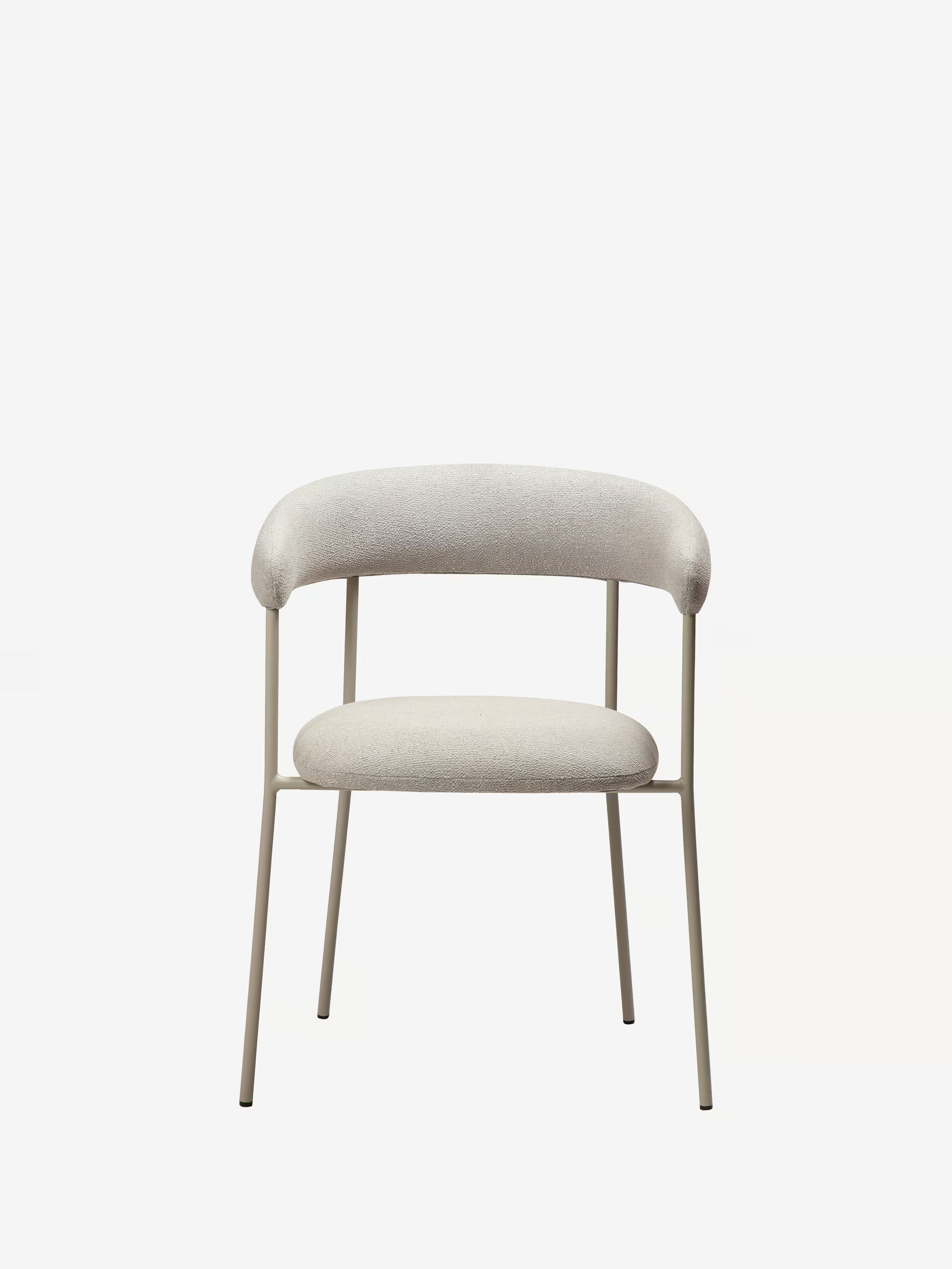 Plenti Chaise avec accoudoirs en tissu bouclé et structure en métal - design léger et élégant