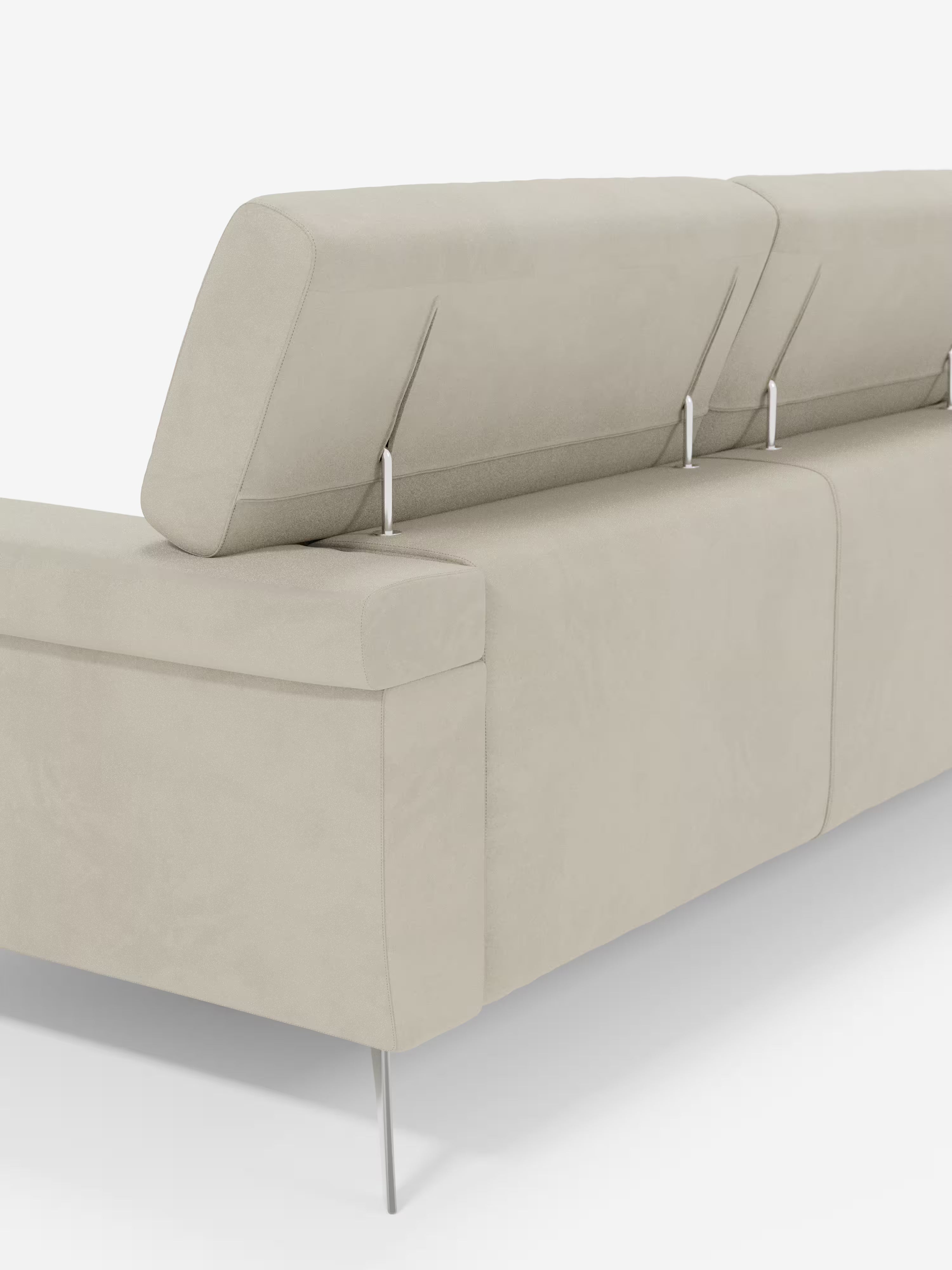 Raffaello divano 4 posti carta da zucchero - 3 sedute scorrevoli e poggiatesta reclinabili in microfibra smacchiabile