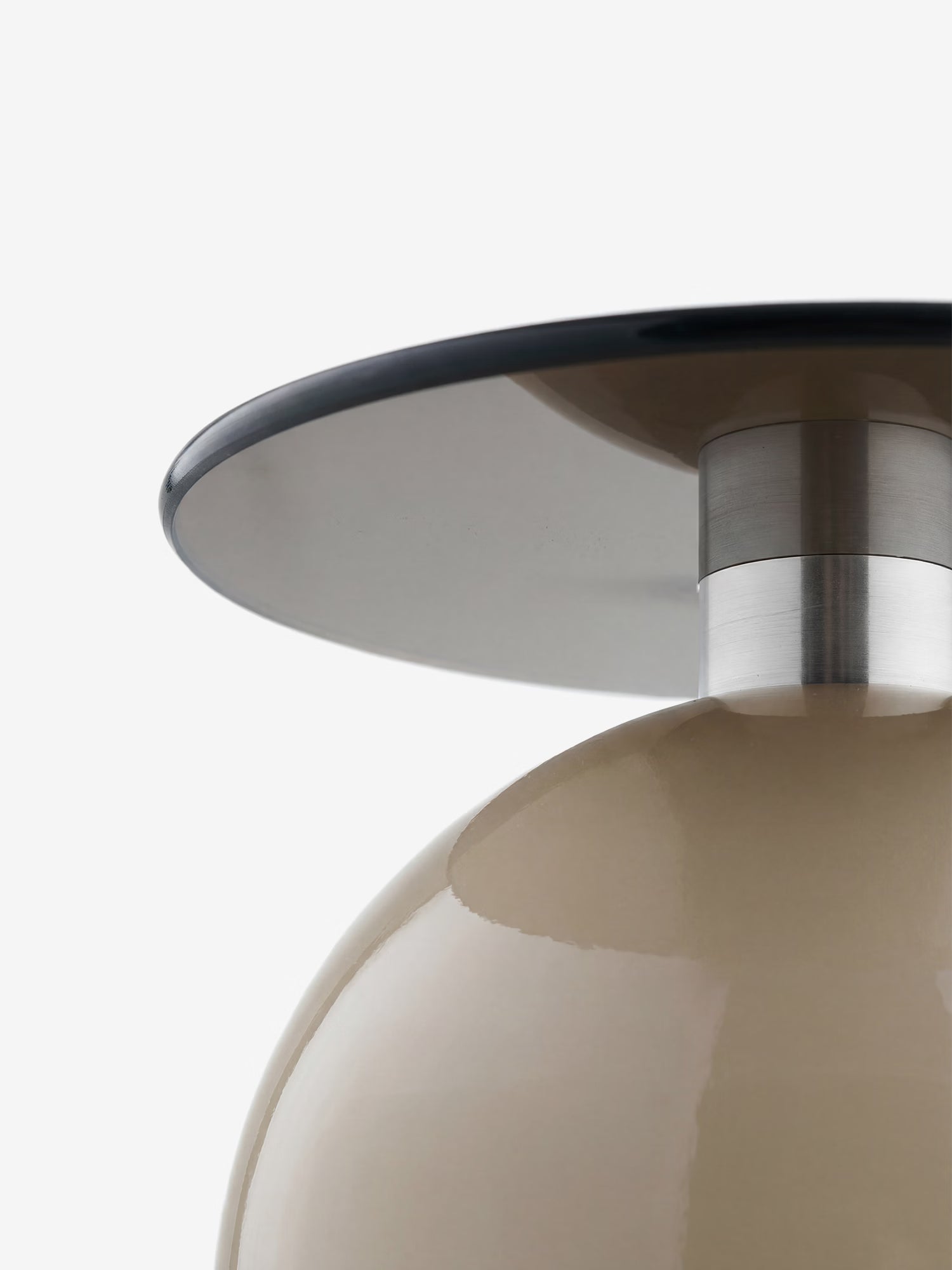 Ravello round side table Ø40 cm - tempered glass and beige metal side table