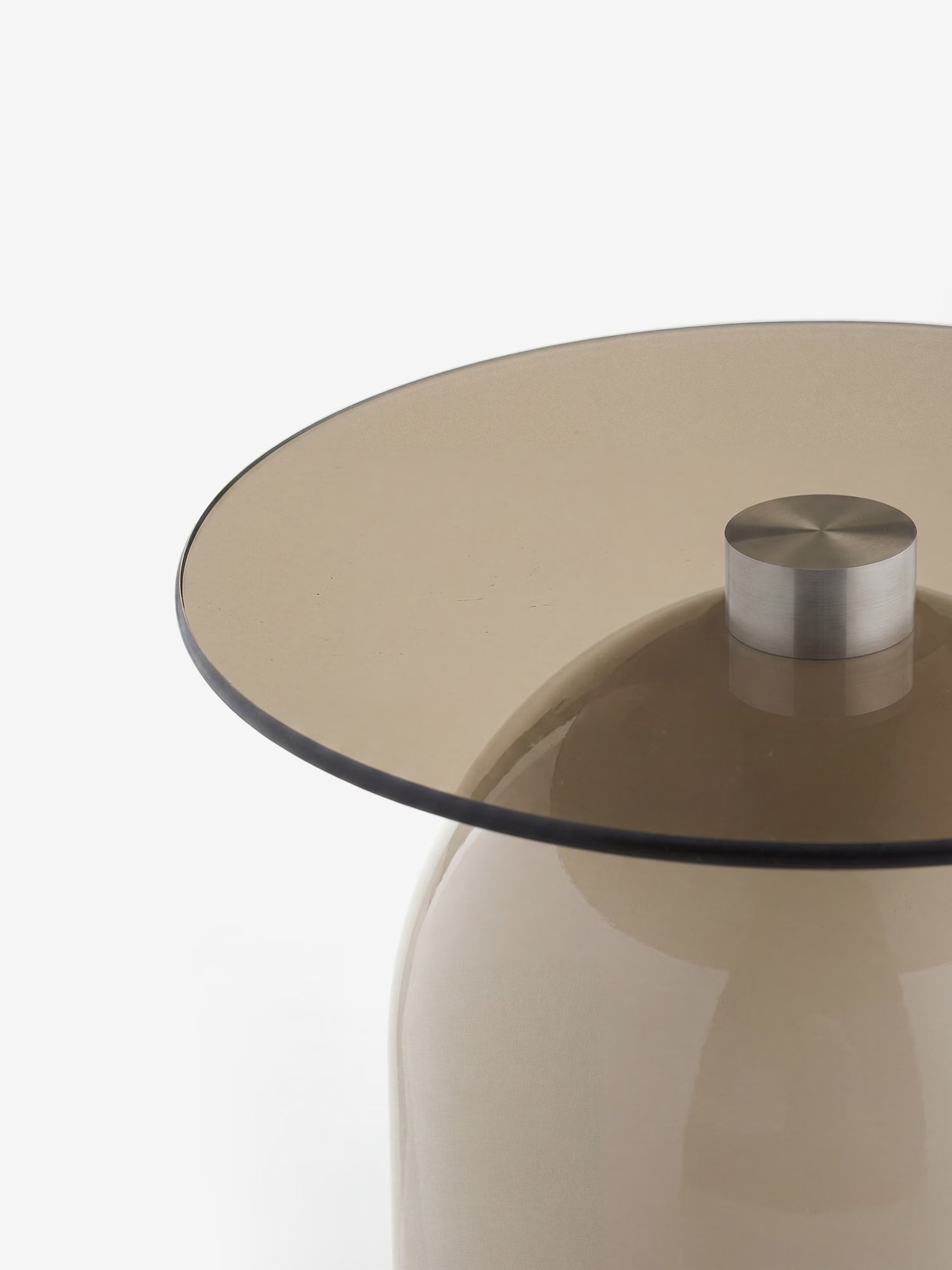 Ravello round side table Ø40 cm - tempered glass and beige metal side table