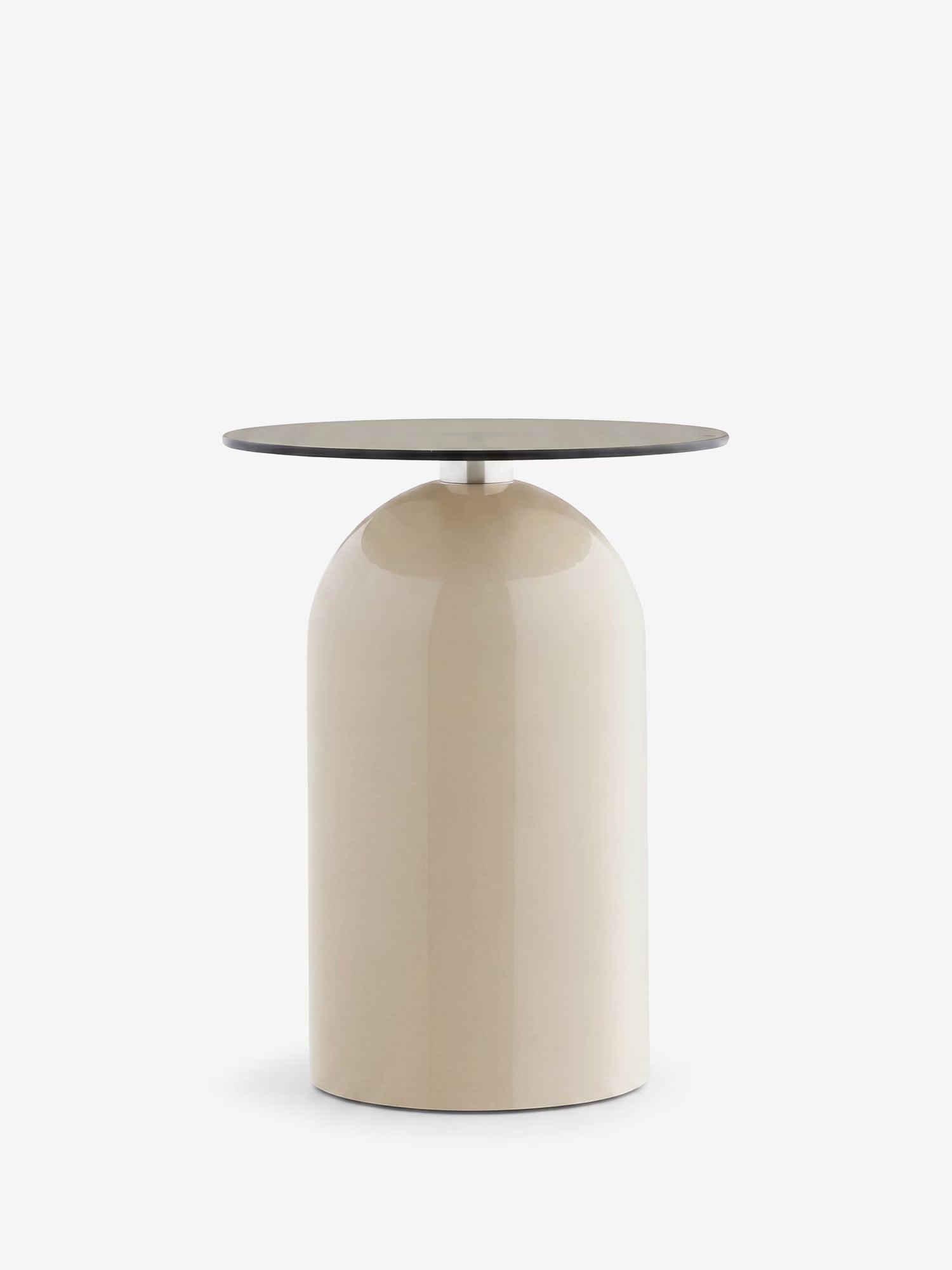 Ravello round side table Ø40 cm - tempered glass and beige metal side table