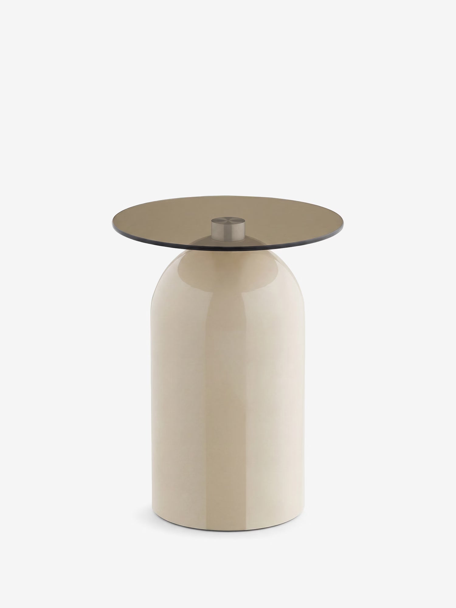 Ravello round side table Ø40 cm - tempered glass and beige metal side table