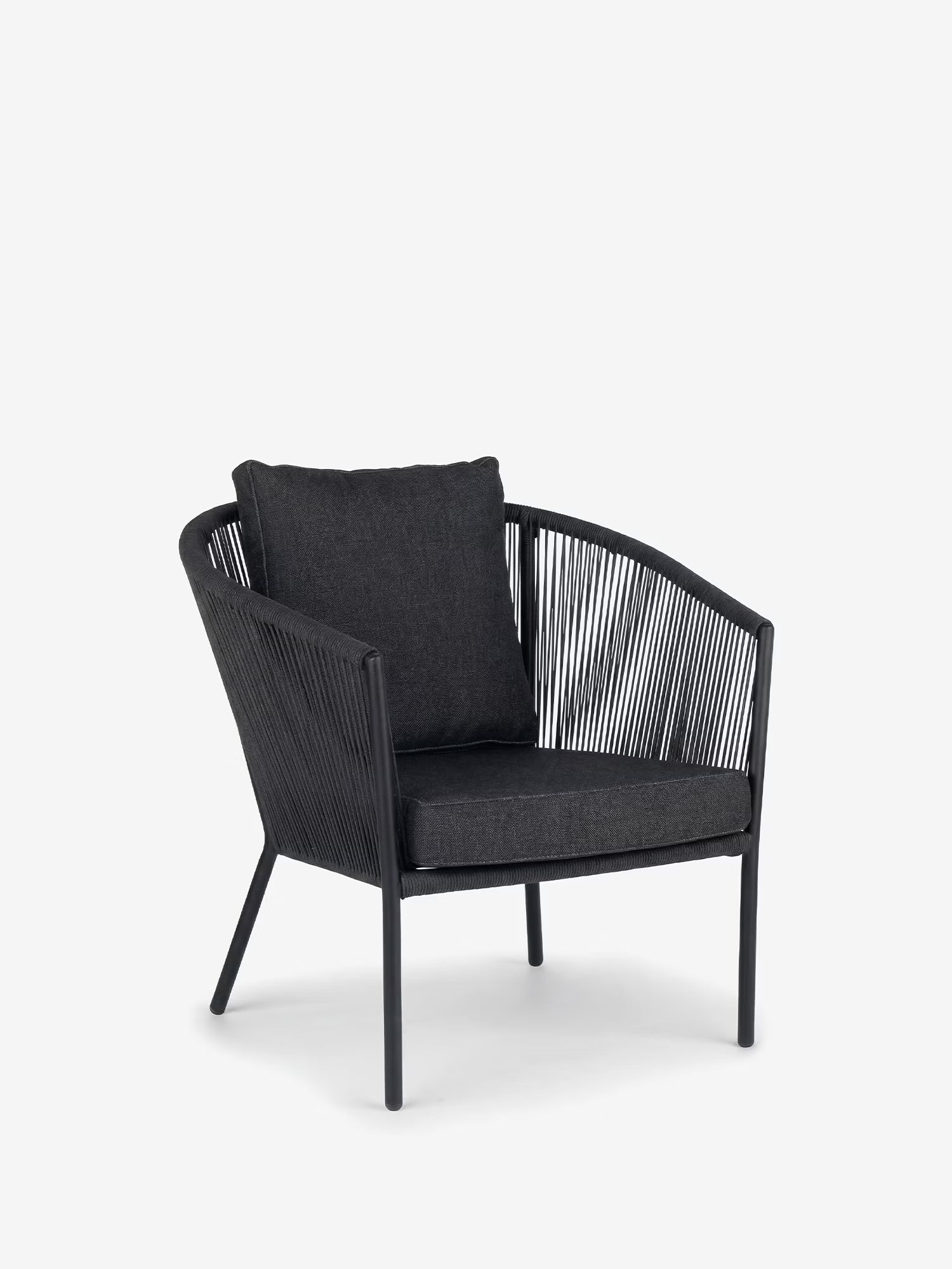 Vesper Sillón de exterior de cuerda gris pizarra y aluminio negro