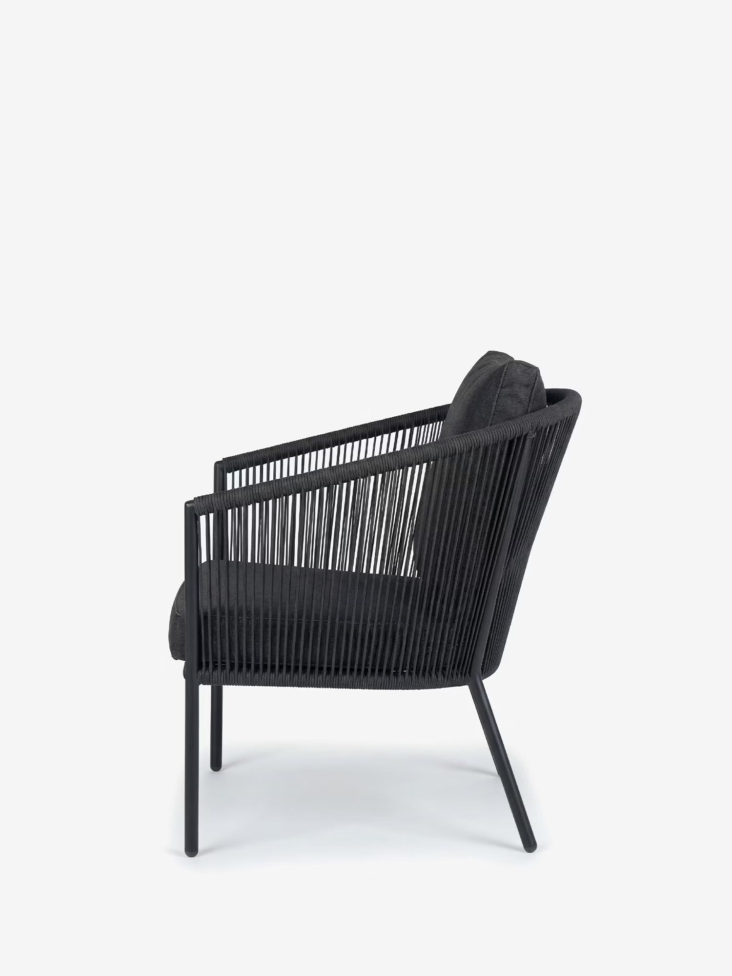 Vesper Sillón de exterior de cuerda gris pizarra y aluminio negro