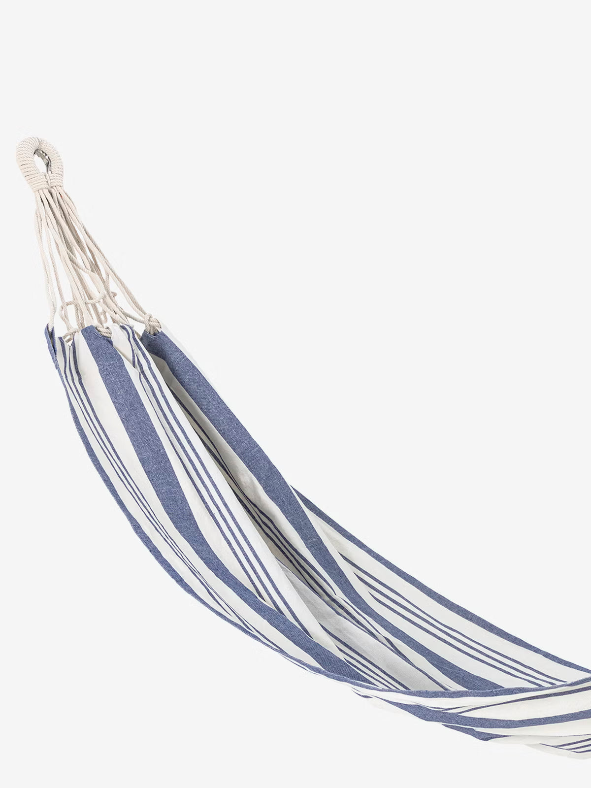 Remo Outdoor hammock in blue striped cotton with natural charm