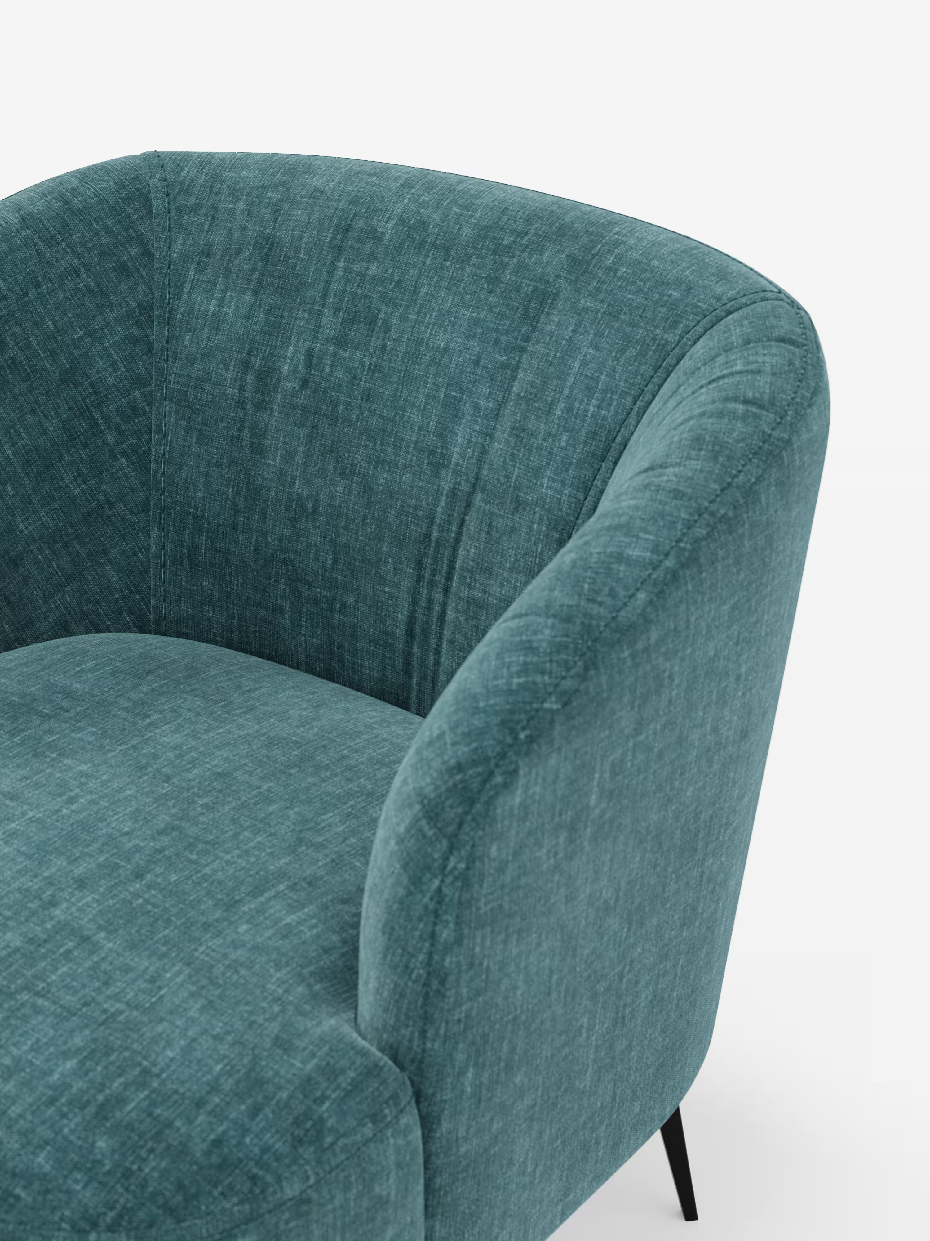 Renoa poltroncina moderna con influenze retrò in morbida ciniglia smacchiabile