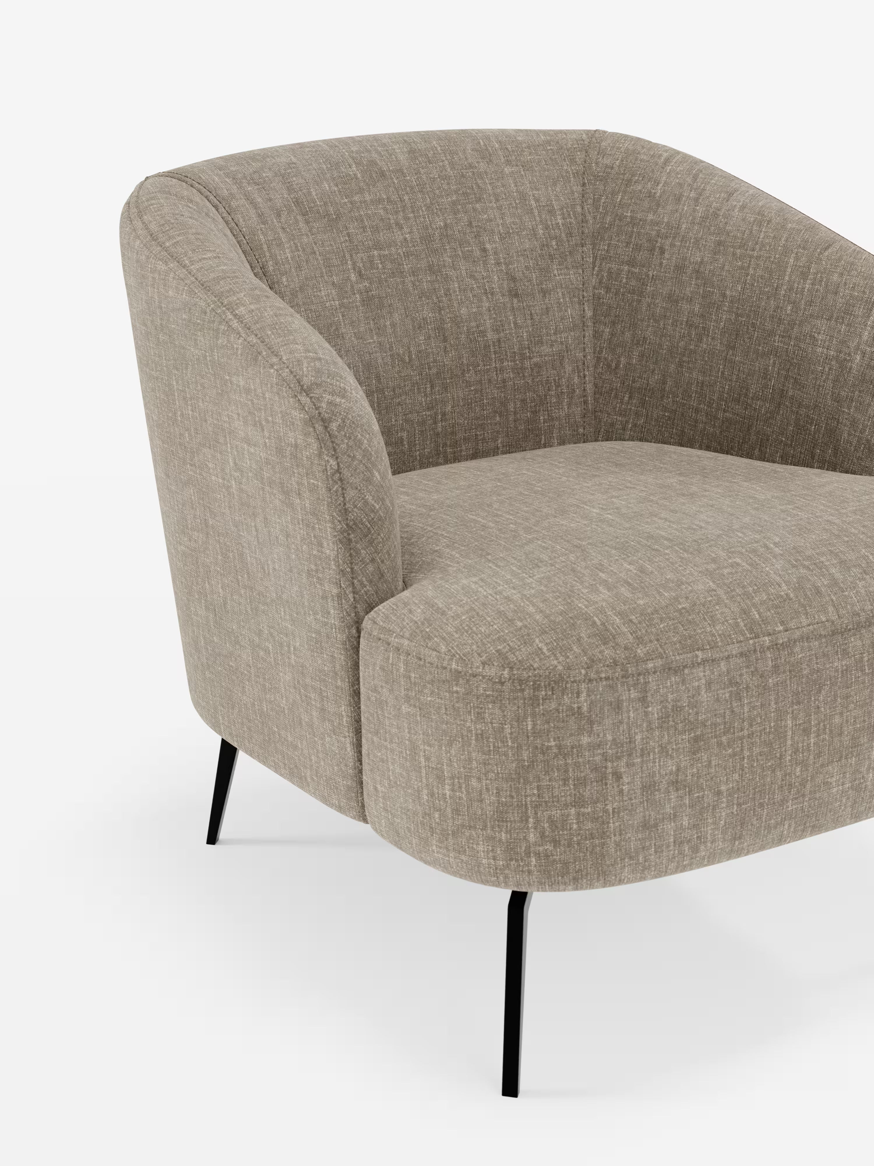 Renoa poltroncina moderna con influenze retrò in morbida ciniglia smacchiabile