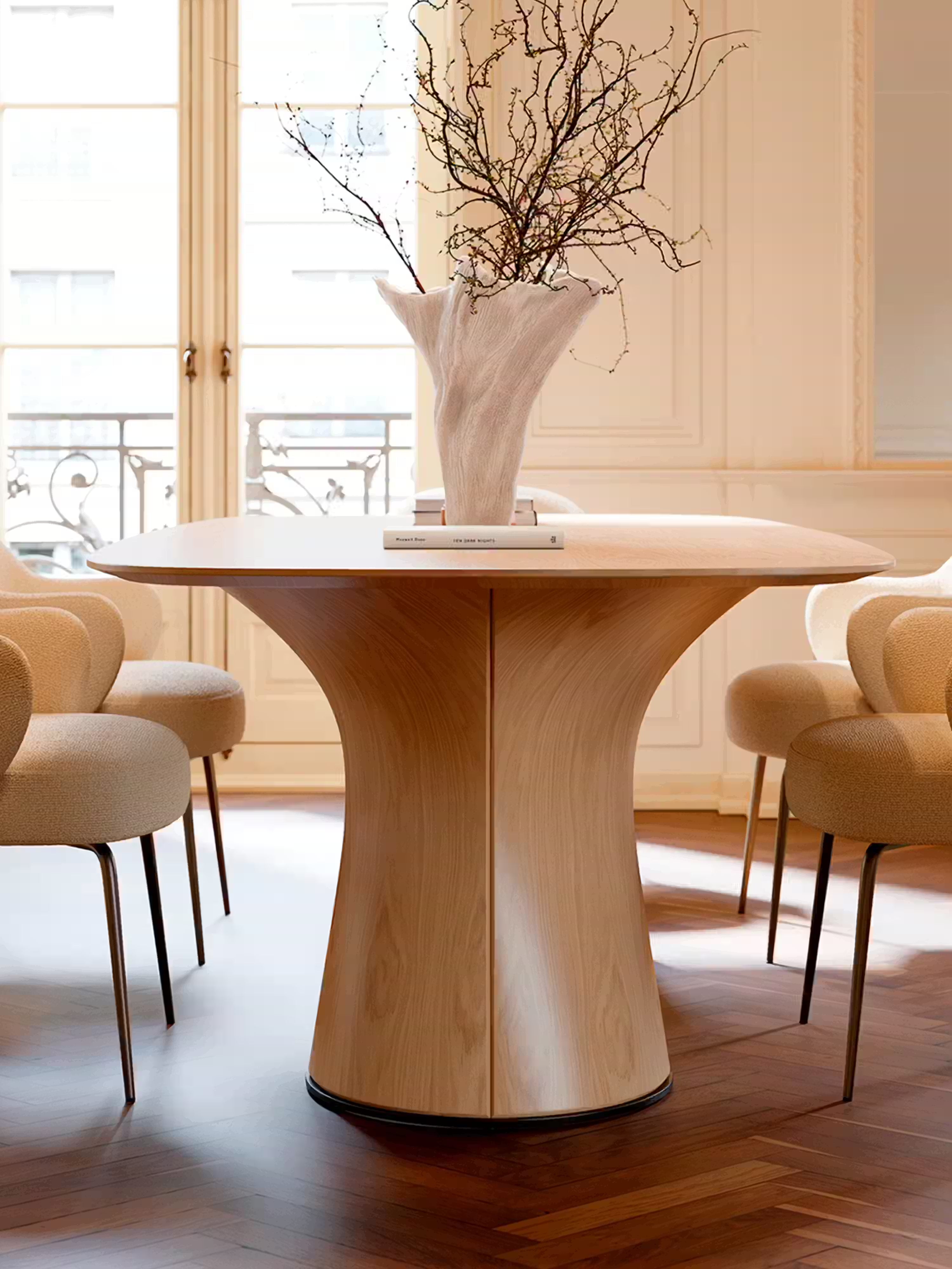 Root mesa de comedor escultórica en madera - Roble claro 220 x 110 cm
