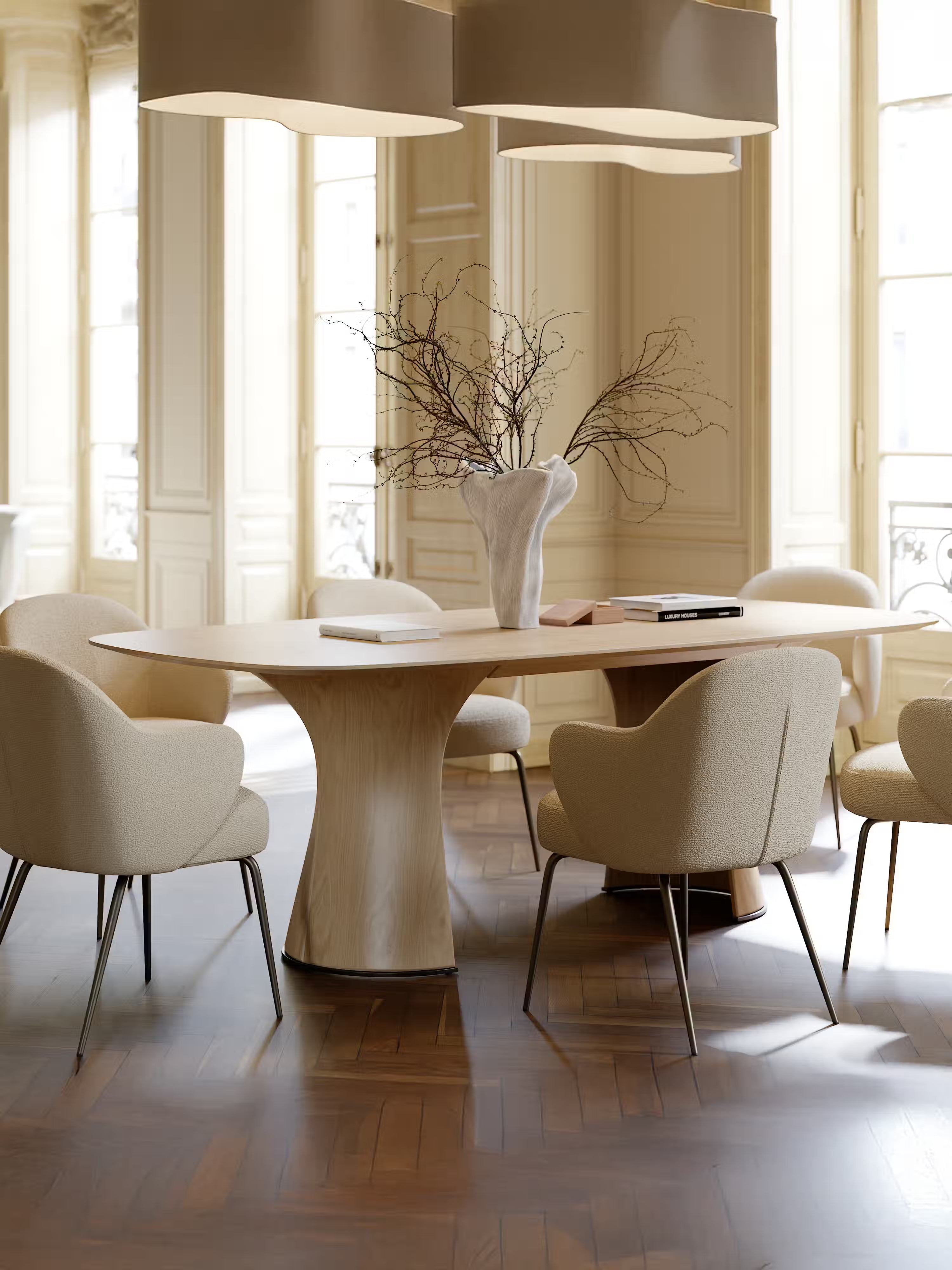 Root mesa de comedor escultórica en madera - Roble claro 220 x 110 cm
