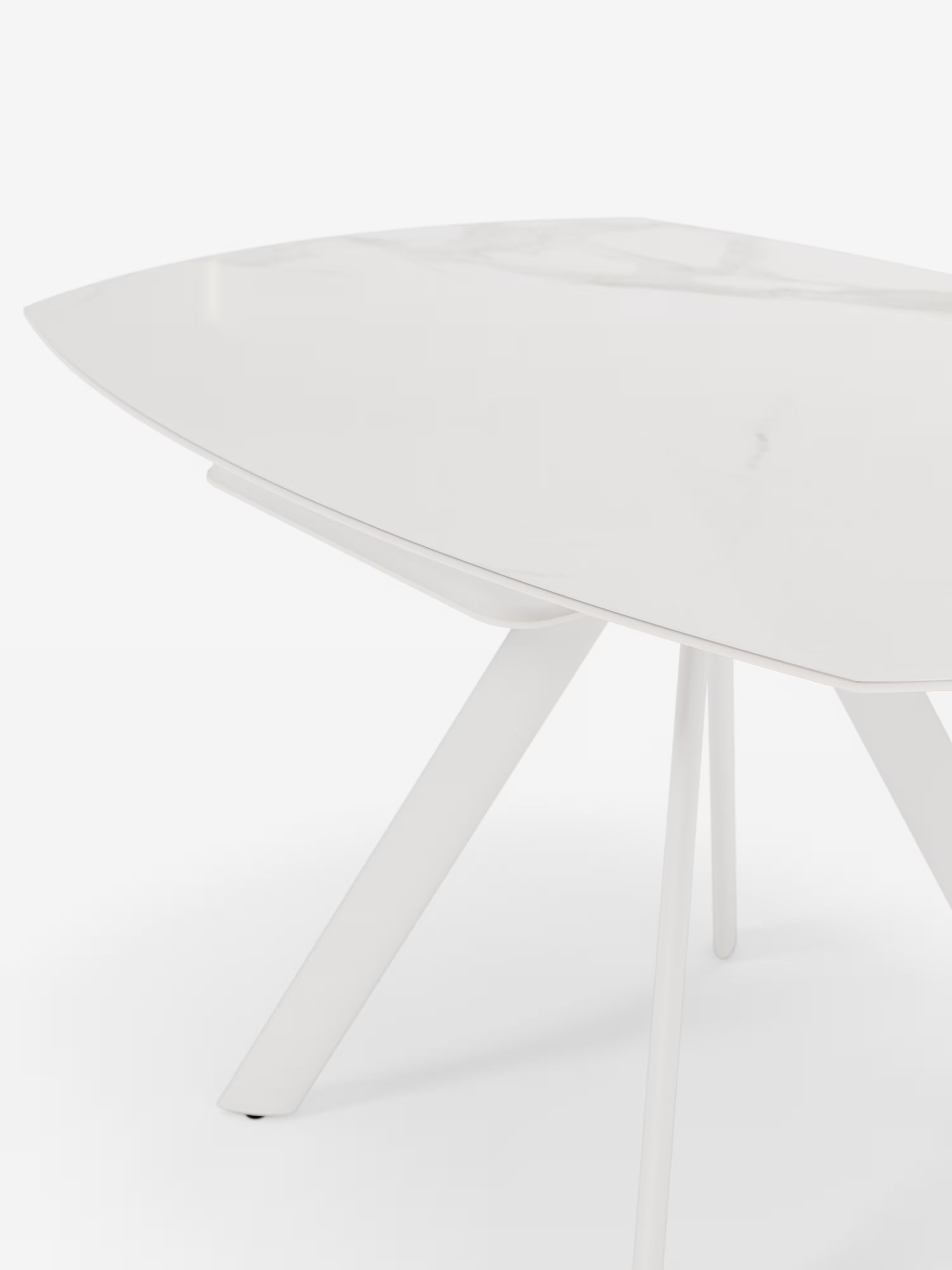 Round Mesa extensible efecto mármol blanco – base de metal blanco 135 (Ø 135) x 87 cm