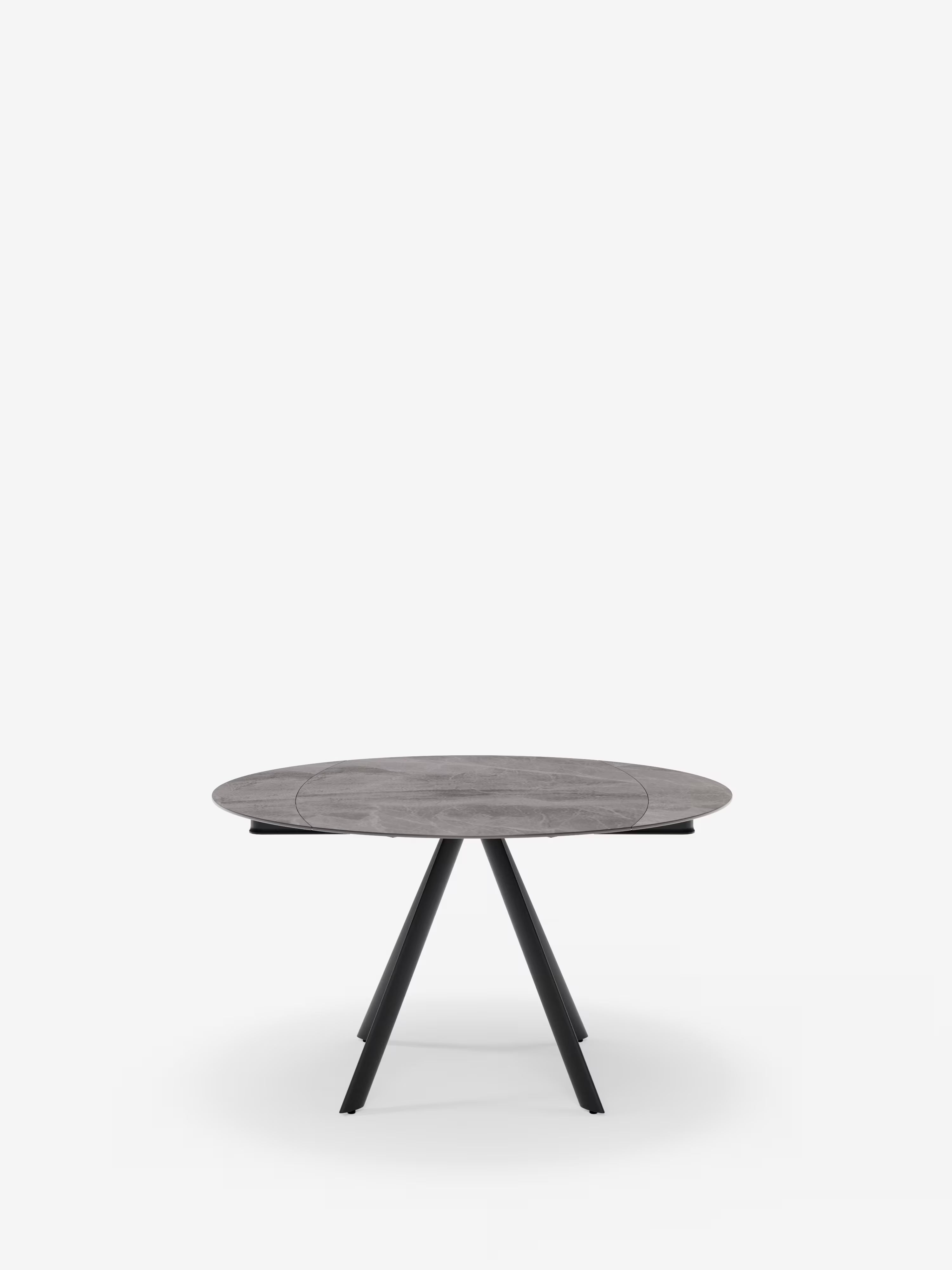 Round Mesa extensible efecto mármol gris – base de metal antracita 135 (Ø 135) x 87 cm