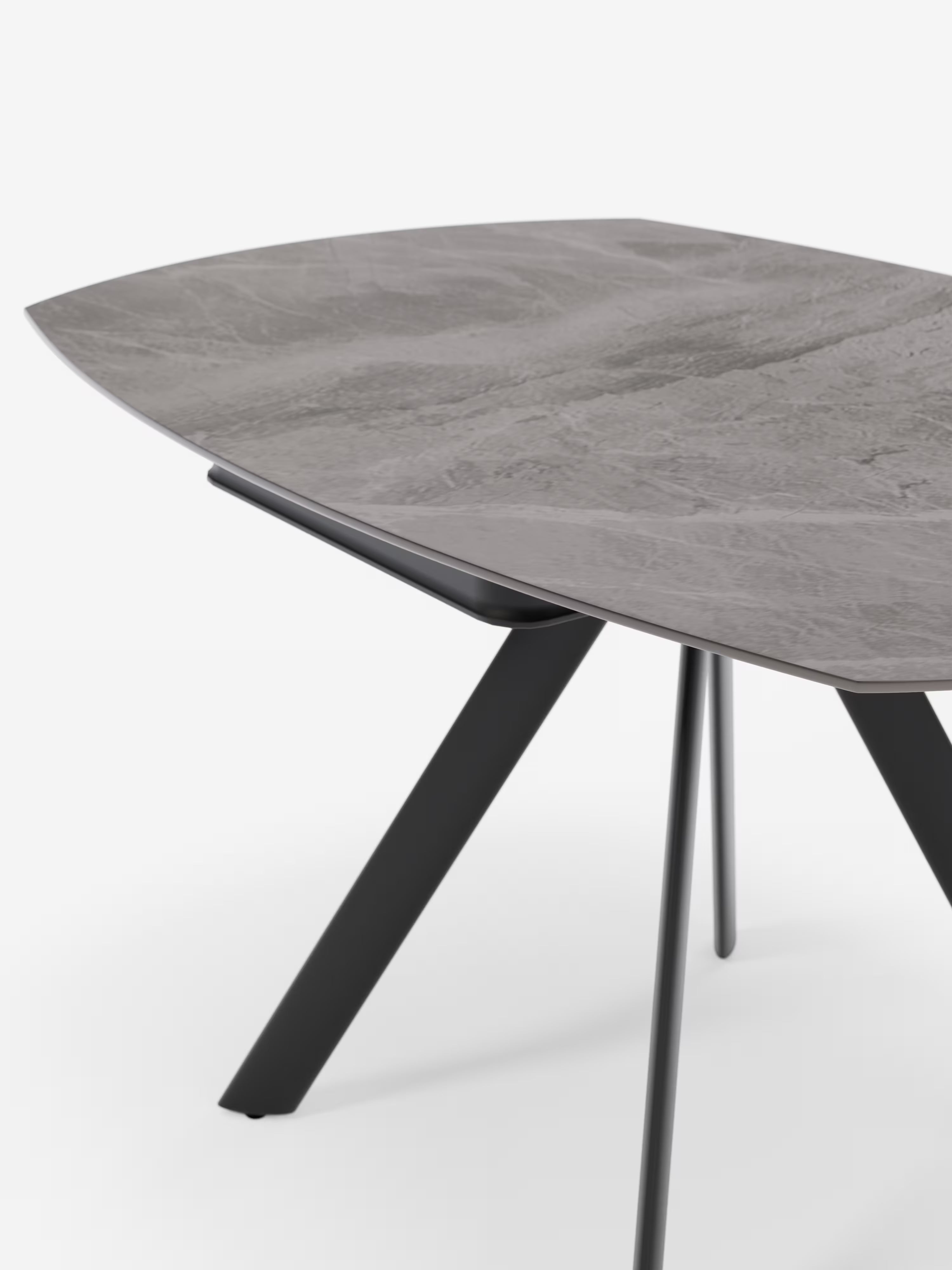 Round Mesa extensible efecto mármol gris – base de metal antracita 135 (Ø 135) x 87 cm