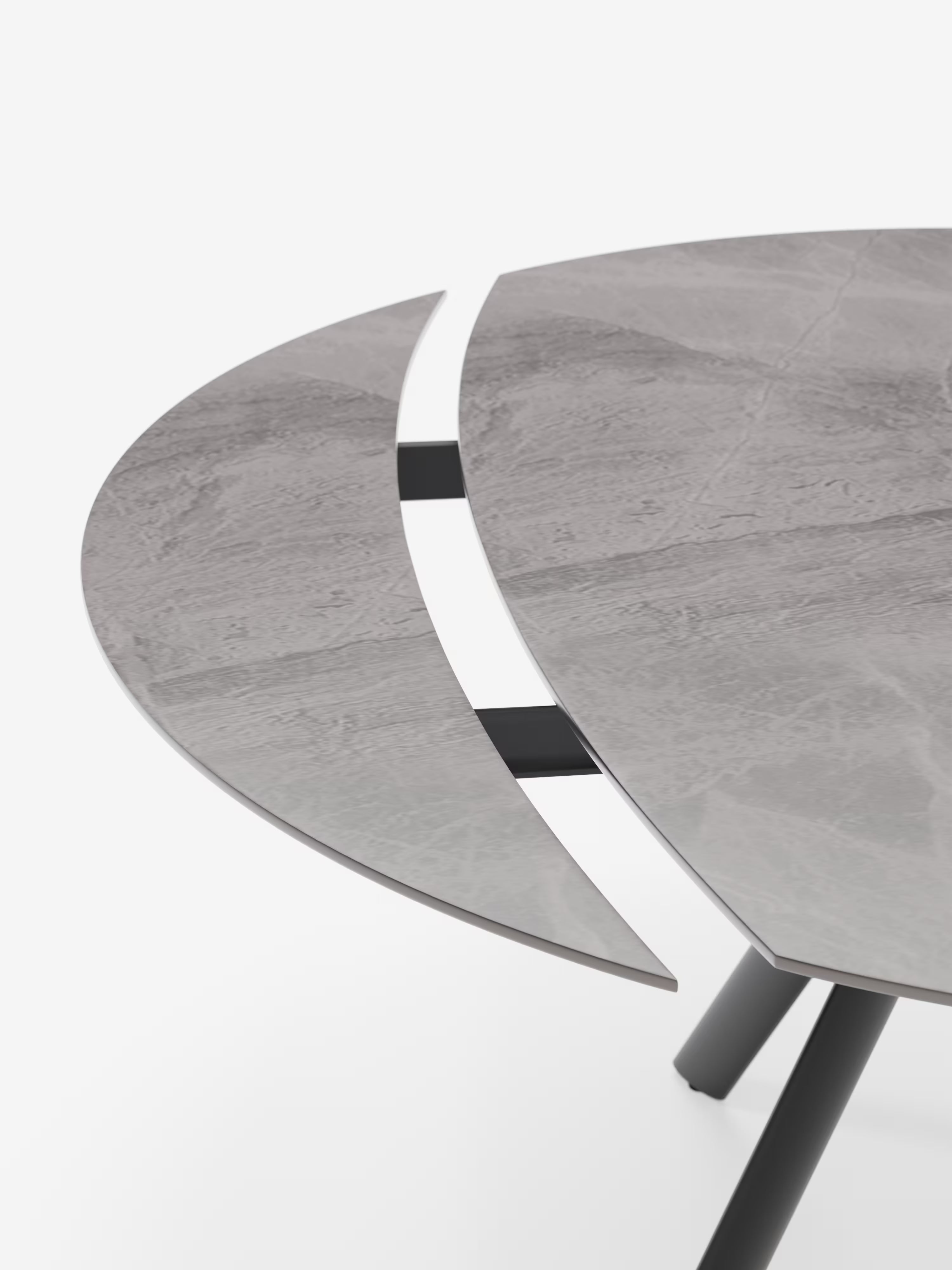 Round Mesa extensible efecto mármol gris – base de metal antracita 135 (Ø 135) x 87 cm