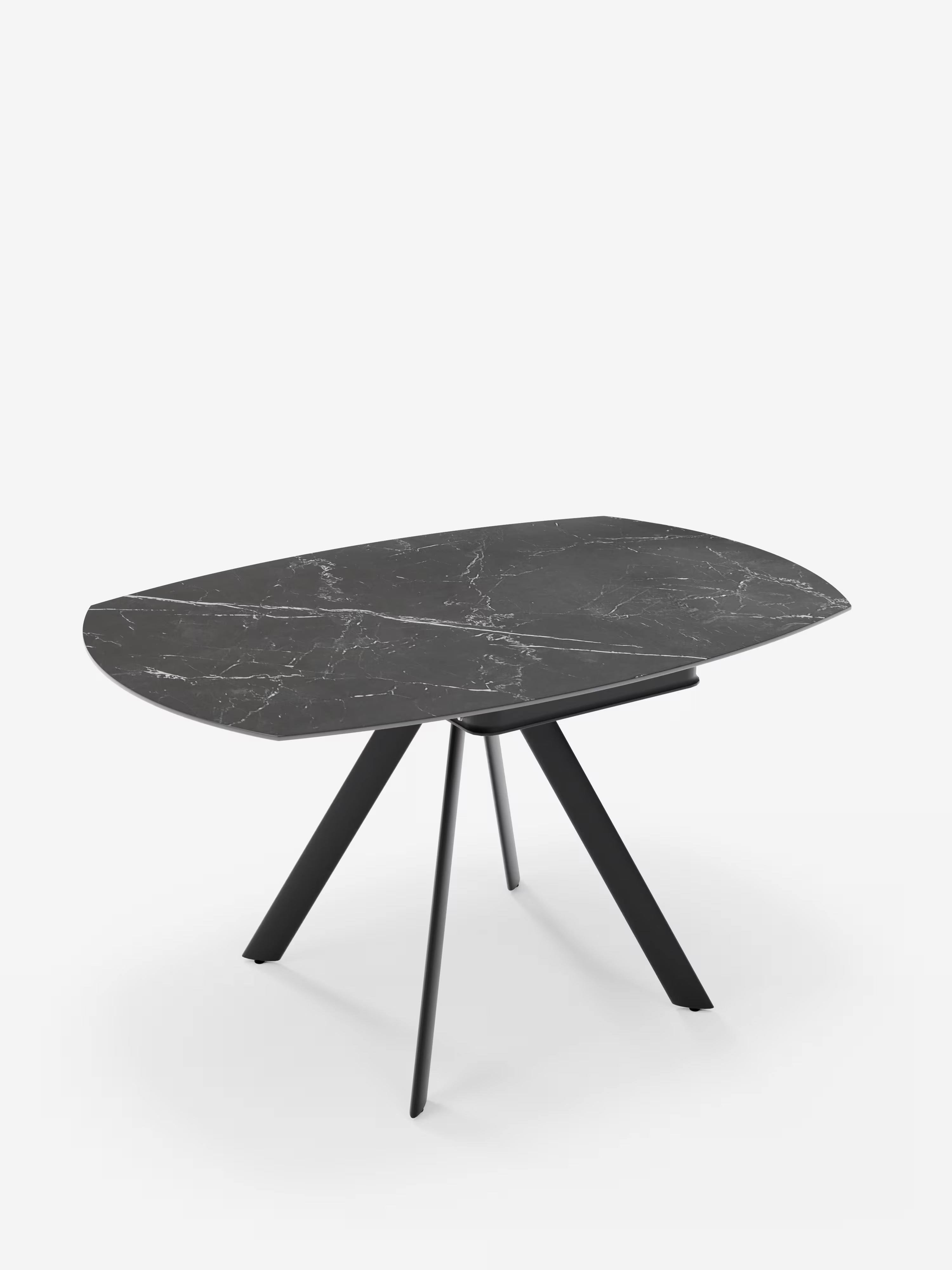 Round Extendable swivel table with black marble effect – from oval to round Ø 135 x 87 cm