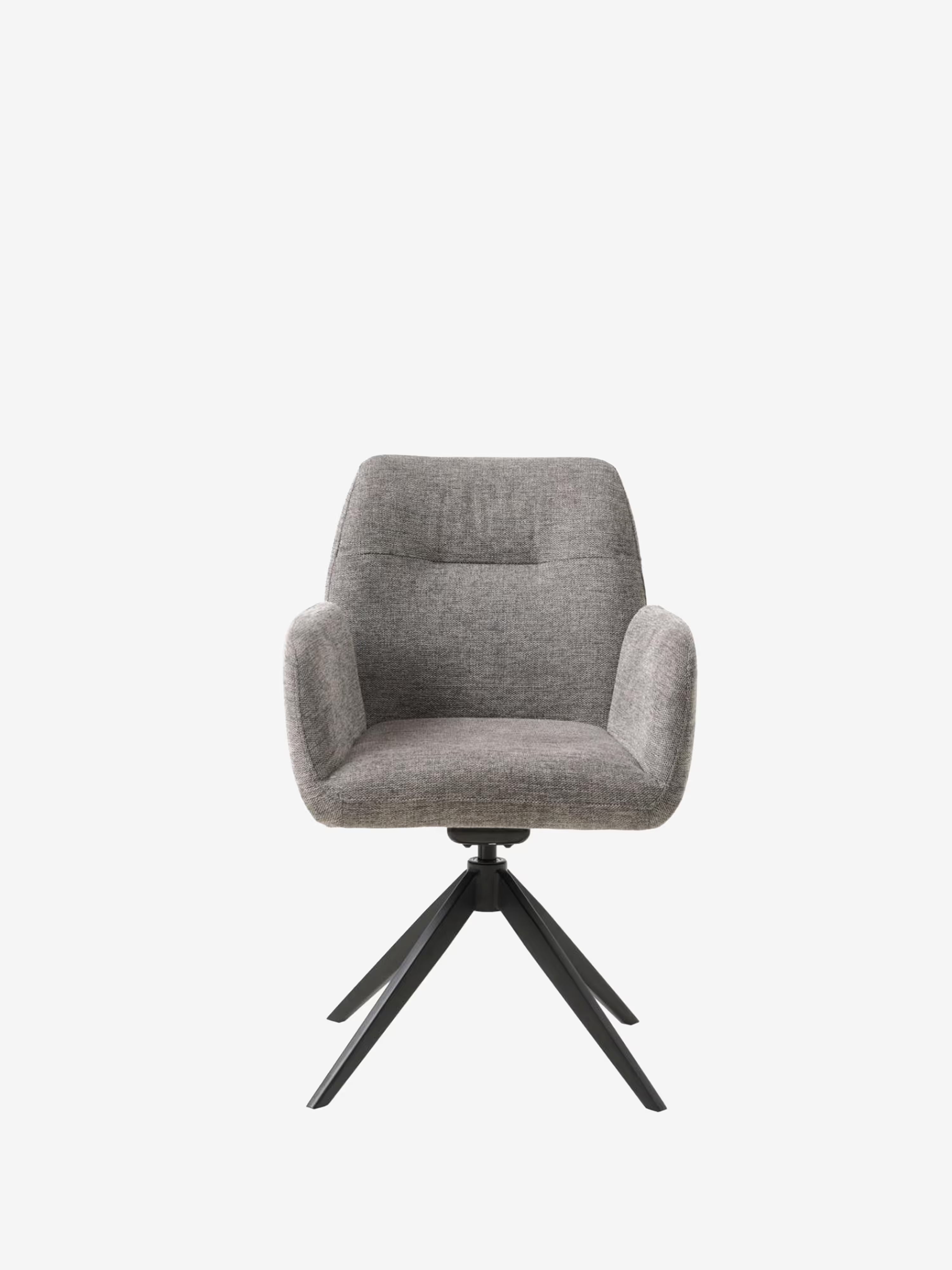 Roxana Chaise pivotante rembourrée en tissu avec accoudoirs et base en métal noir