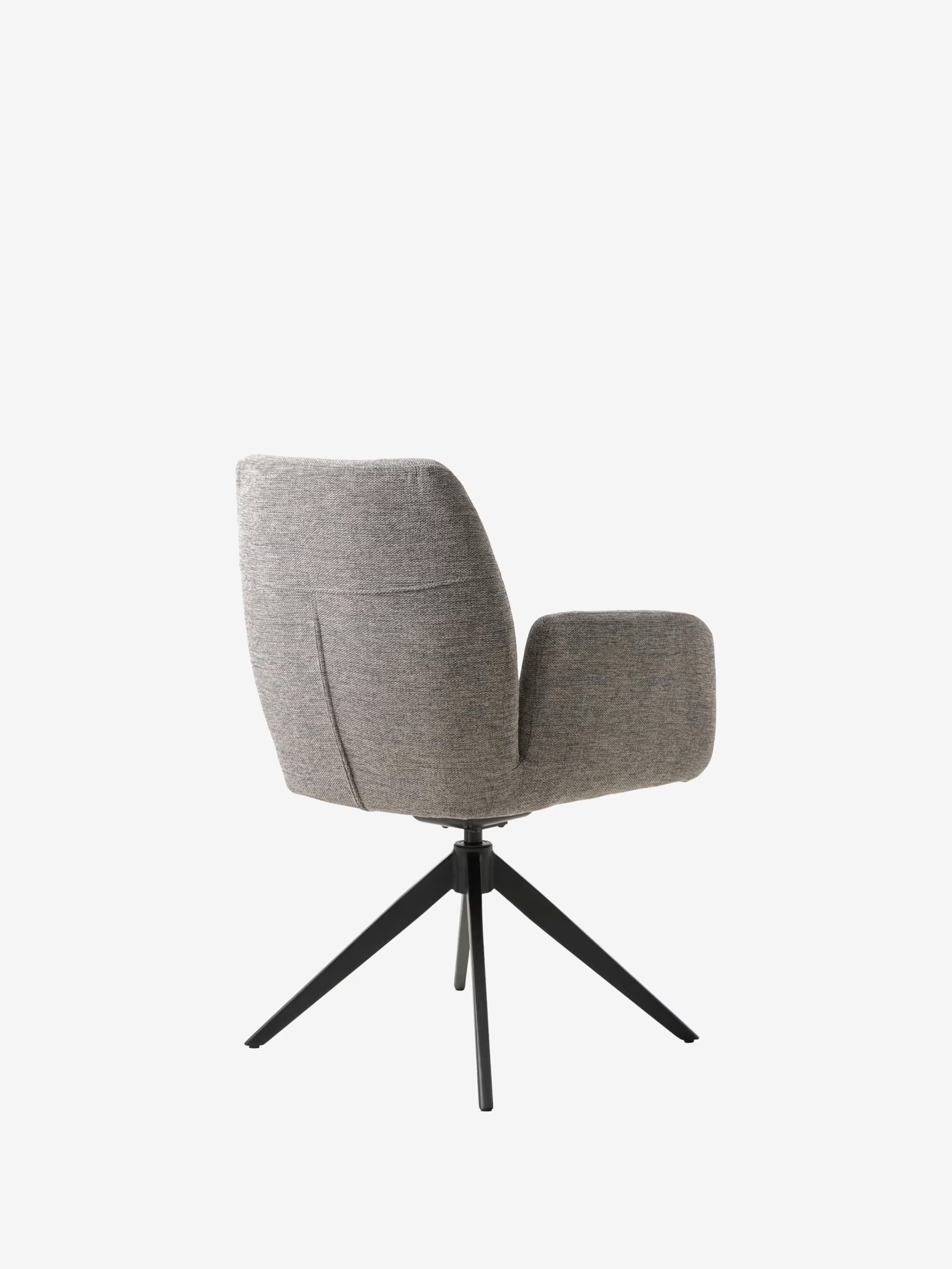 Roxana Chaise pivotante rembourrée en tissu avec accoudoirs et base en métal noir