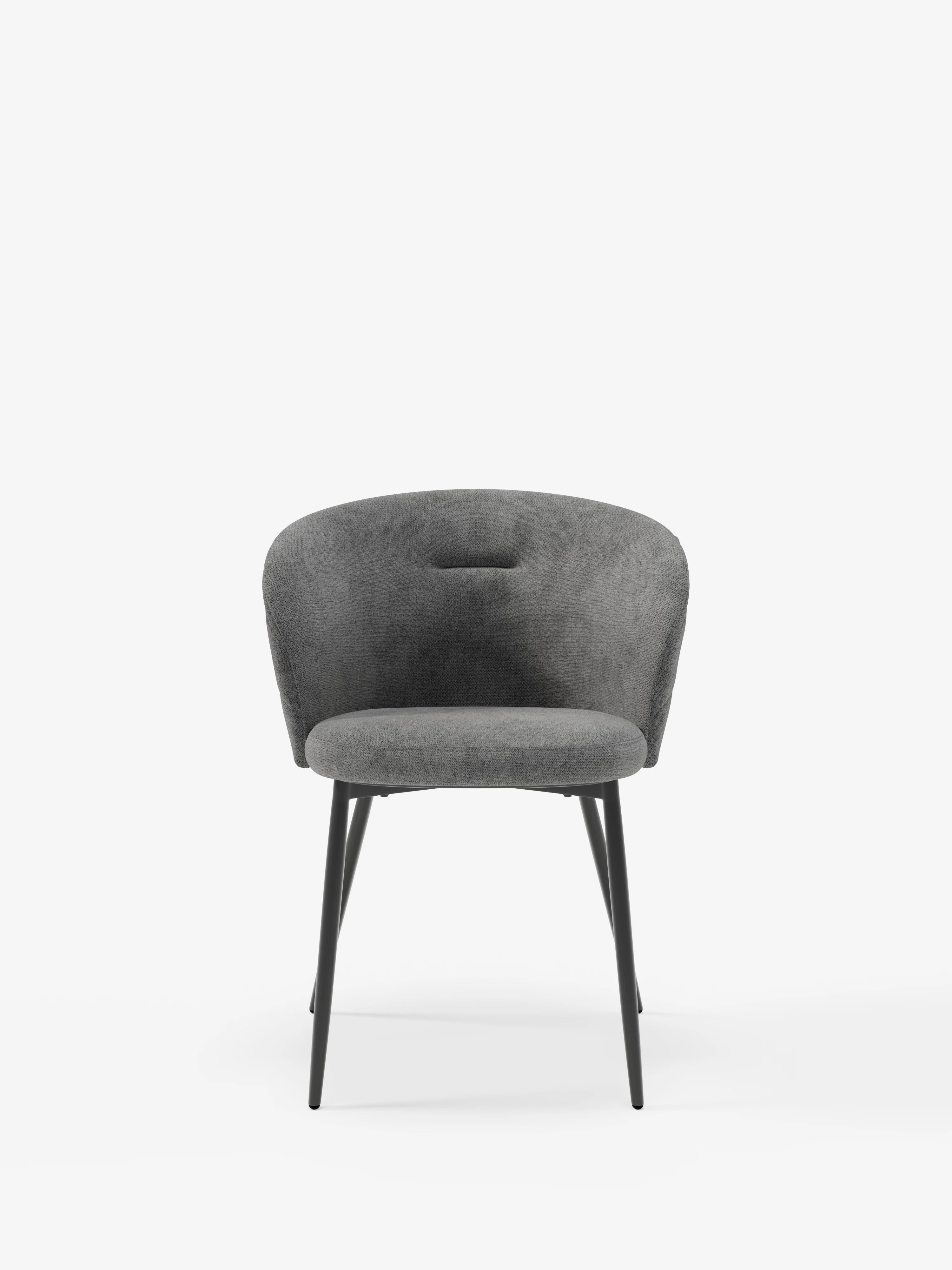 Chaise Rumble en tissu matelassé gris foncé avec structure en métal noir
