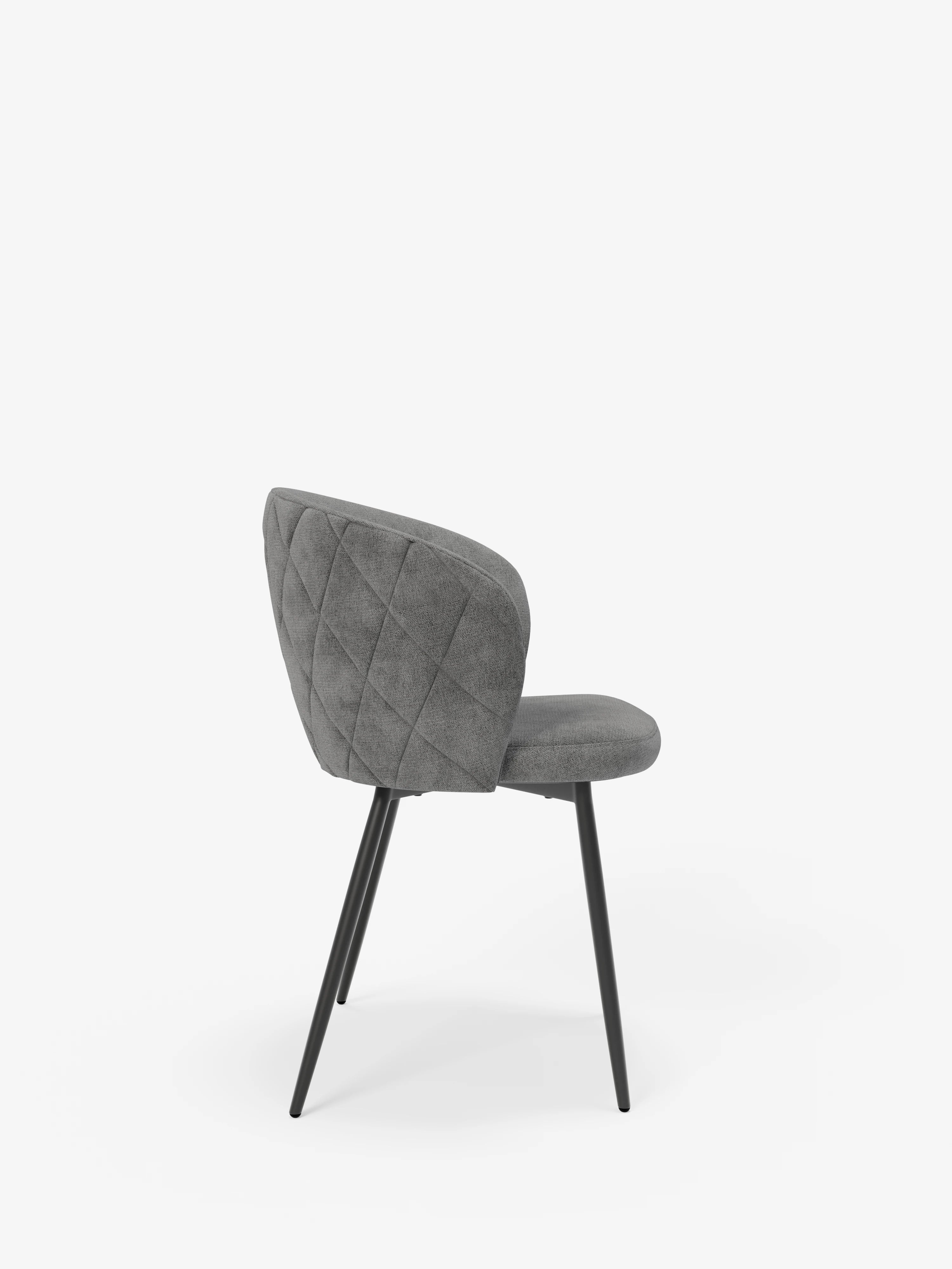 Chaise Rumble en tissu matelassé gris foncé avec structure en métal noir