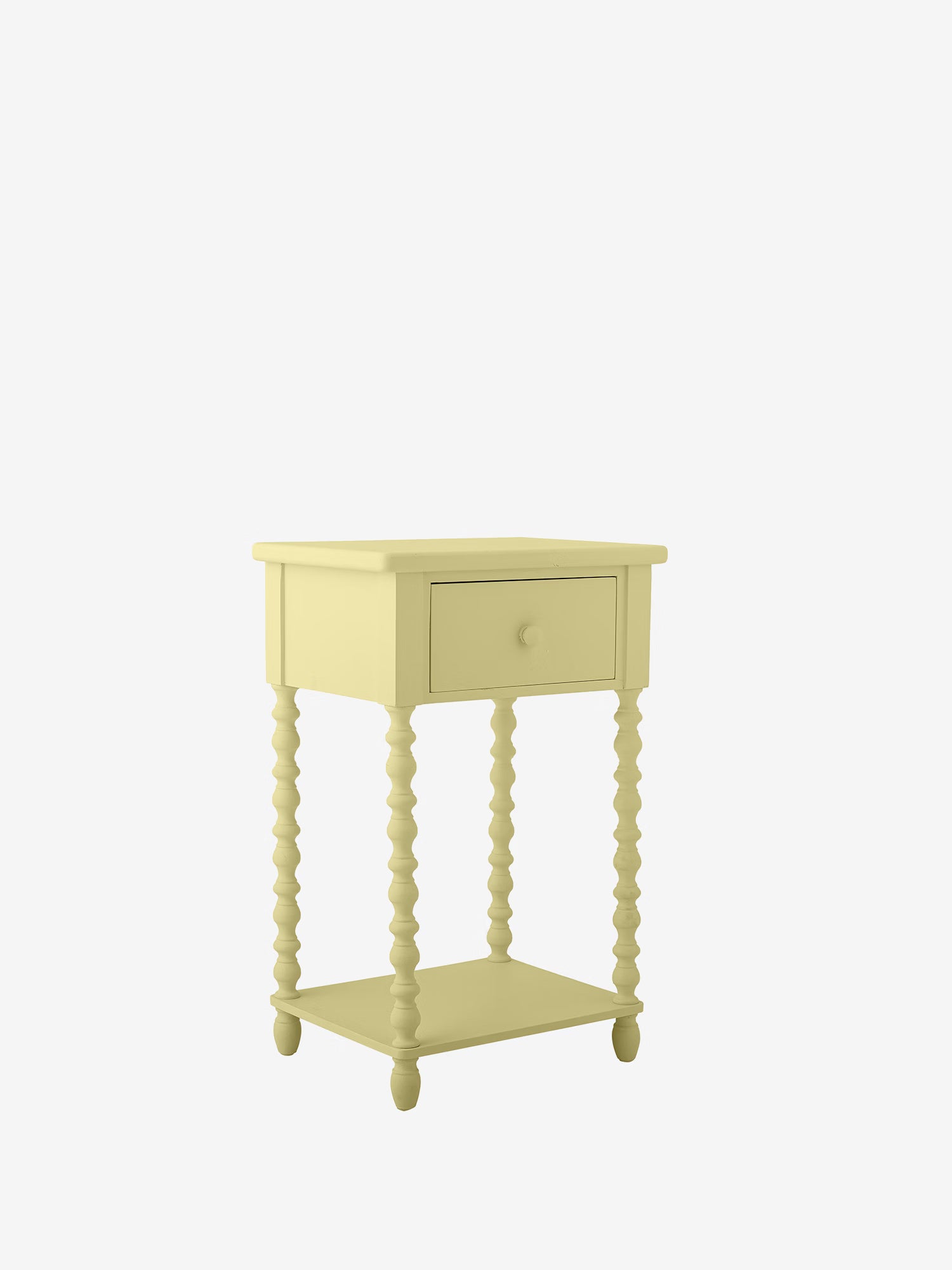 Salino Tavolino laterale con cassetto in legno di abete giallo pastello