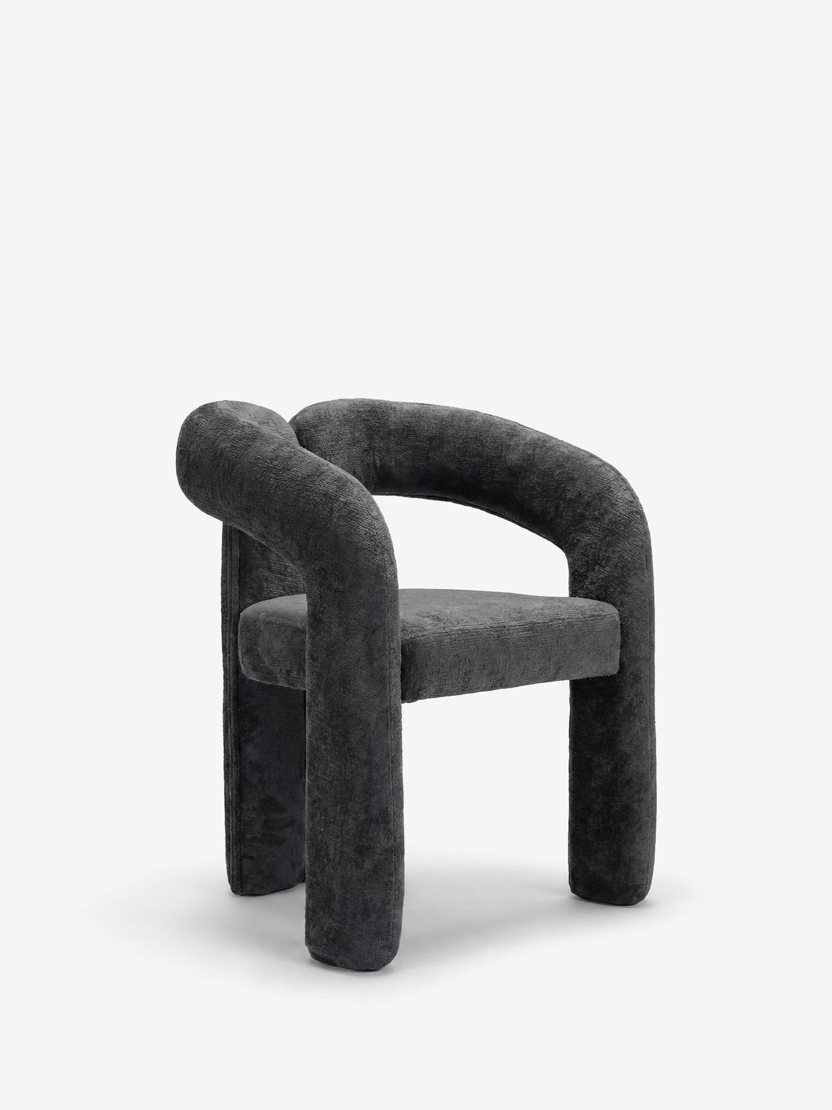 Sibilla upholstered green chenille fabric designer chair with upholstered frame and arch shape