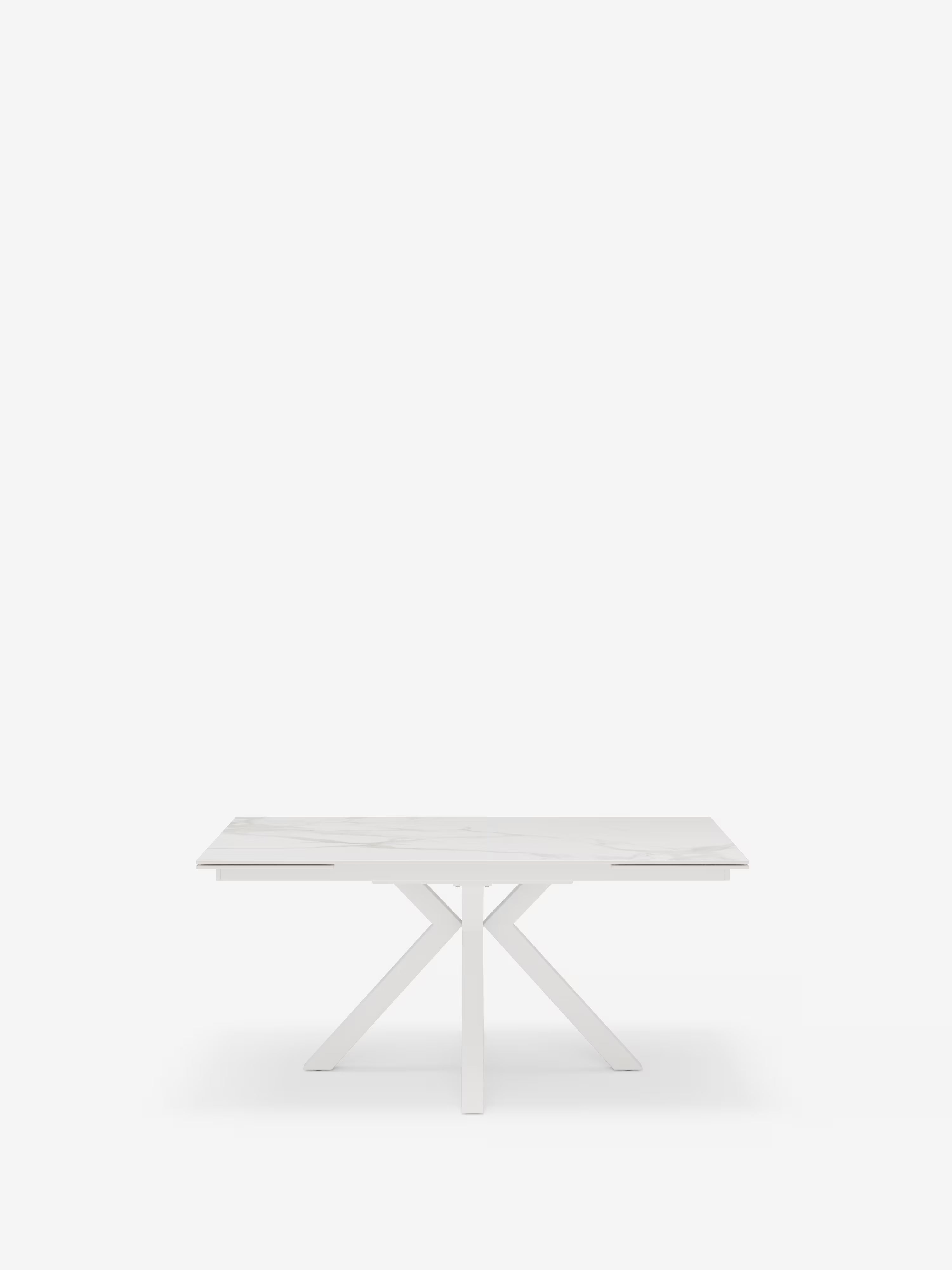 Sky Mesa extensible de piedra efecto mármol blanco – base de metal 160 (240) x 91 cm