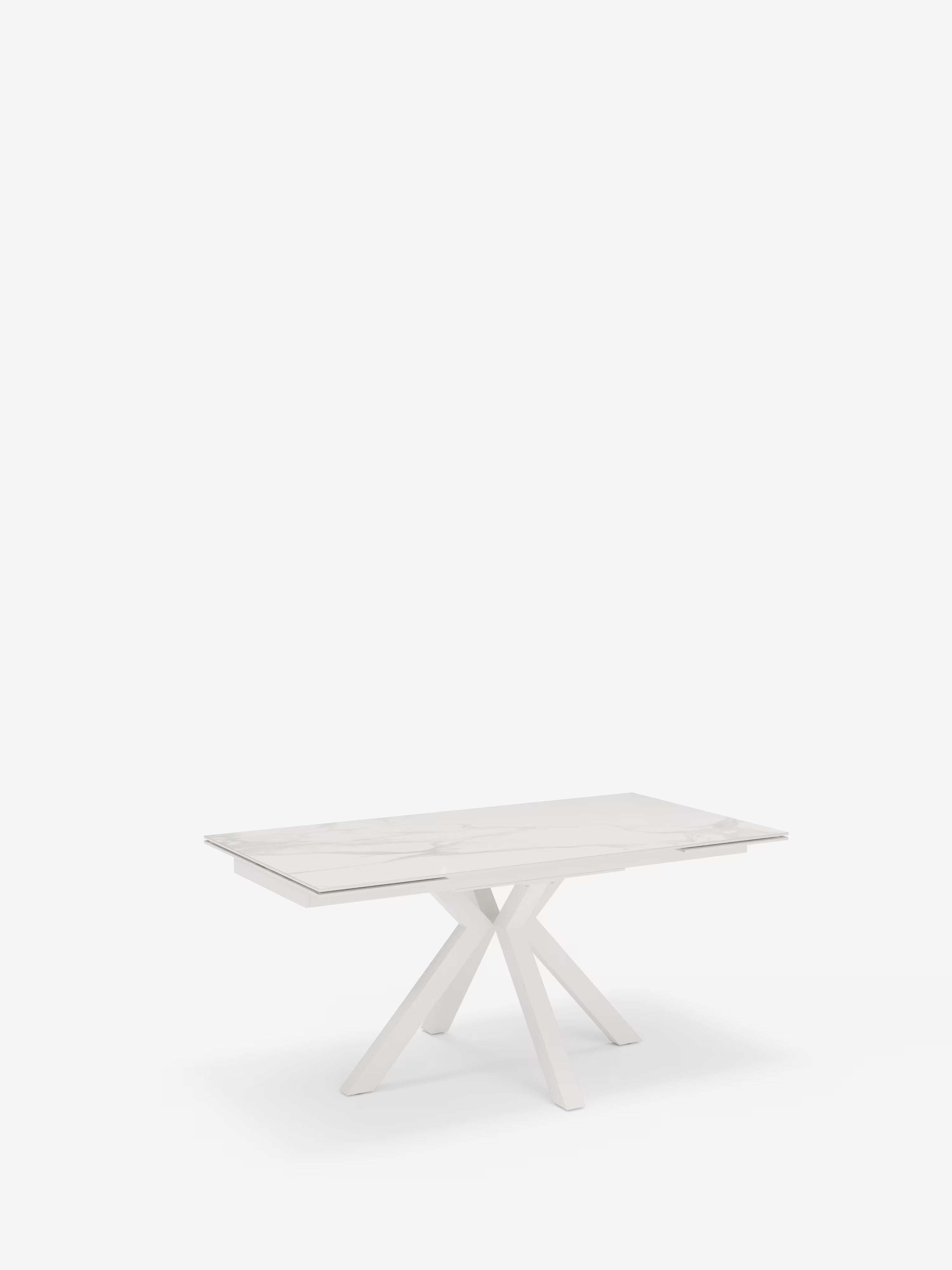 Sky Mesa extensible de piedra efecto mármol blanco – base de metal 160 (240) x 91 cm