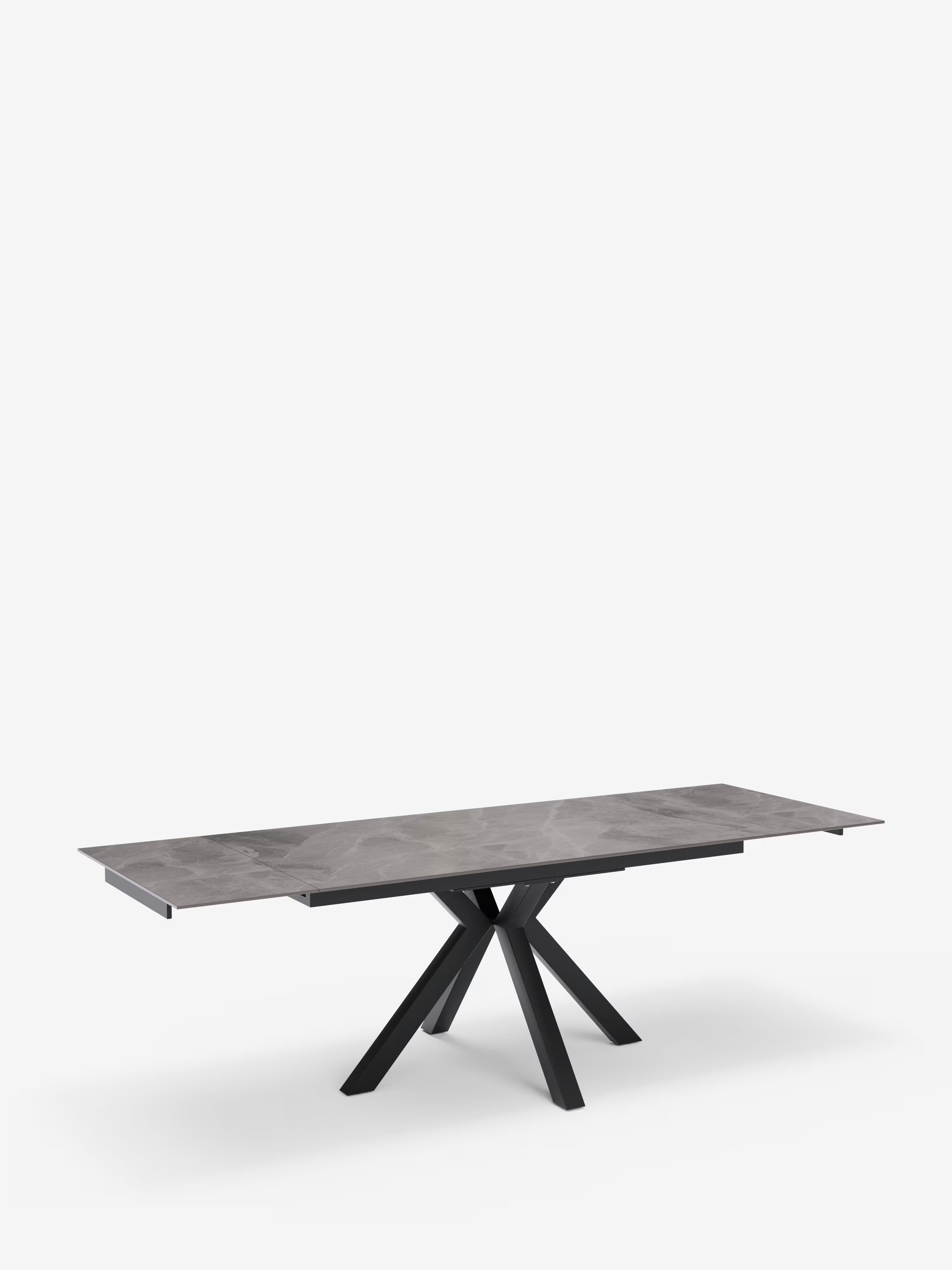 Sky Mesa extensible de piedra efecto mármol gris – base de metal 160 (240) x 91 cm