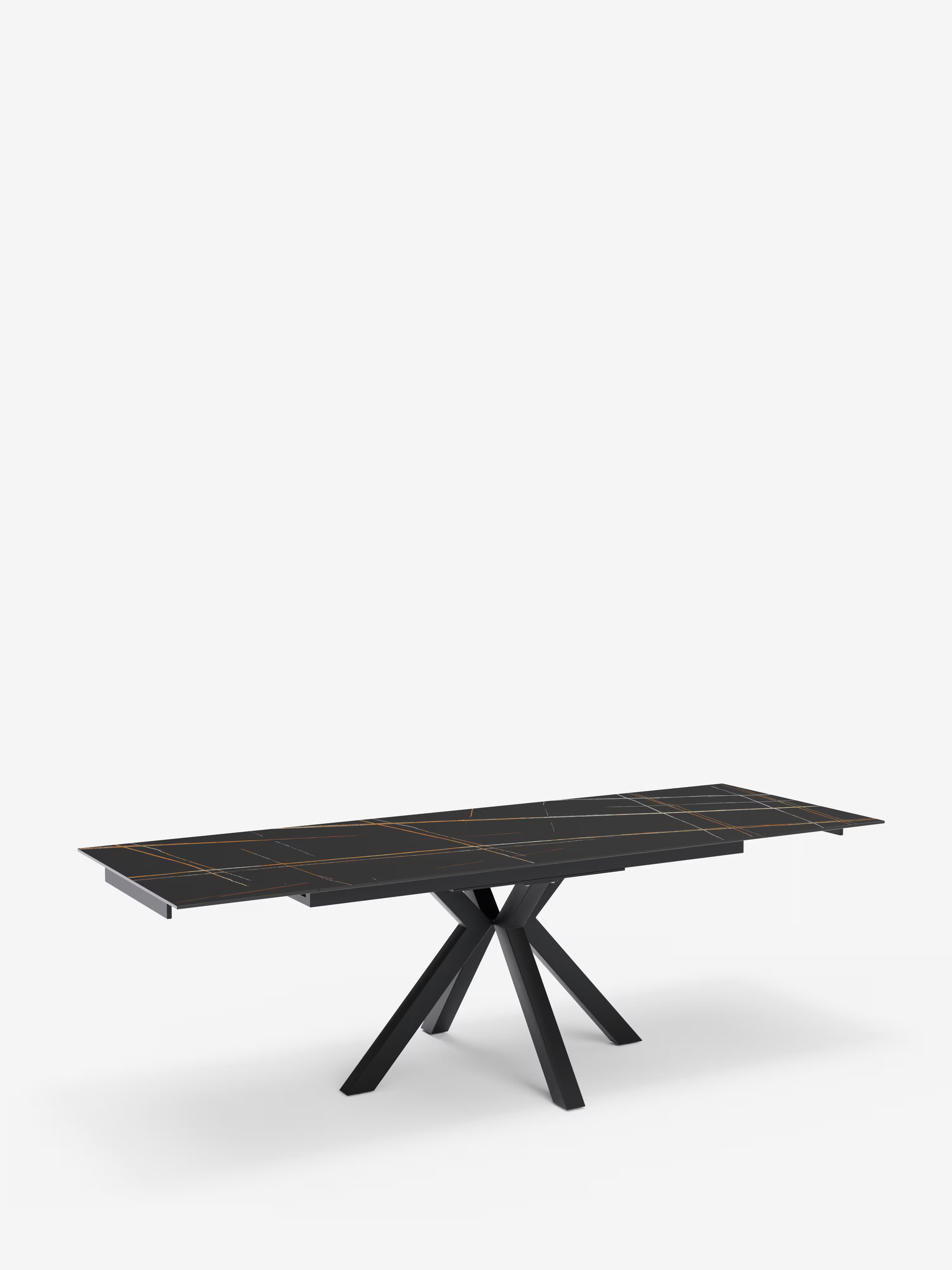 Sky Mesa extensible de piedra efecto mármol negro – base de metal 160 (240) x 91 cm
