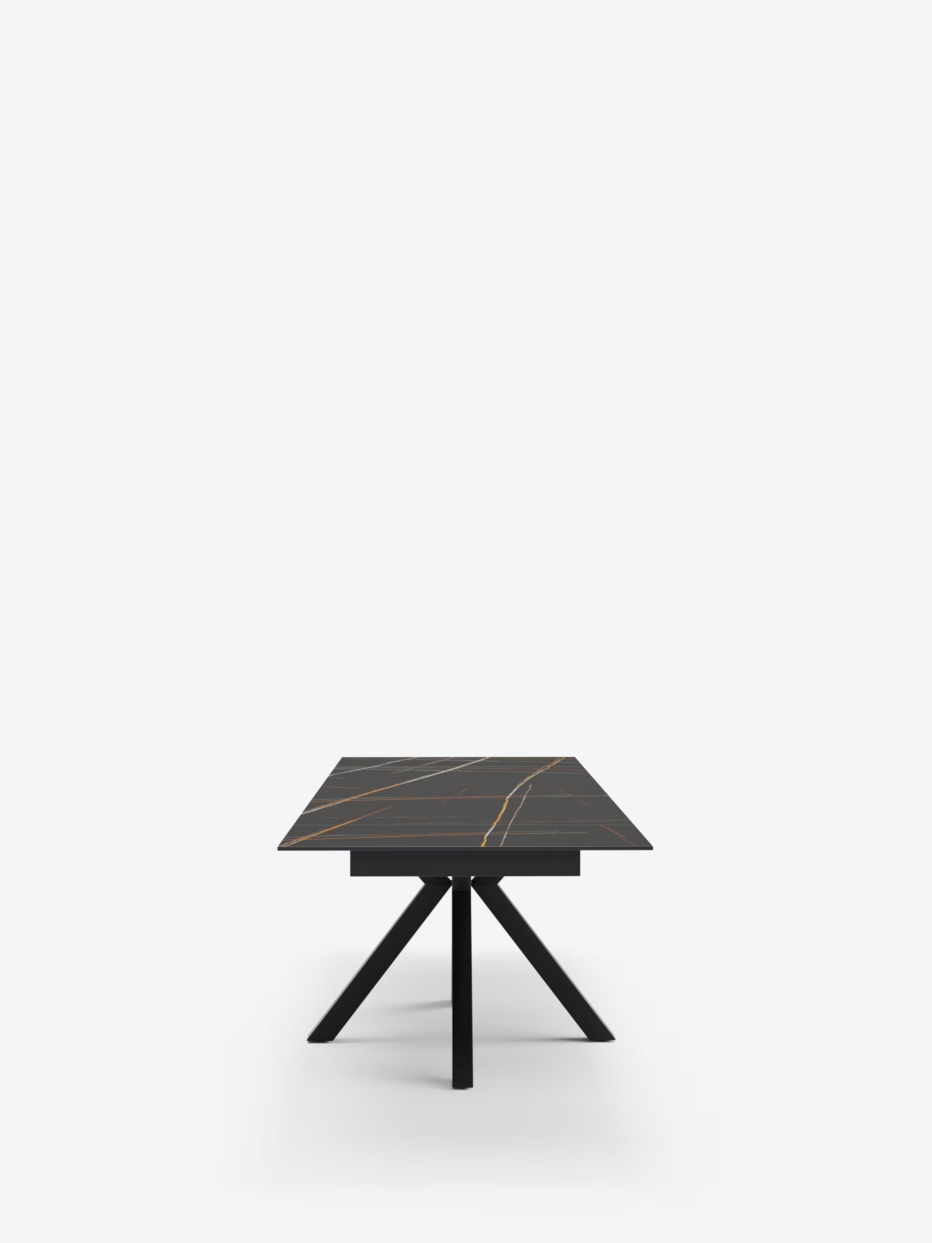 Sky Mesa extensible de piedra efecto mármol negro – base de metal 160 (240) x 91 cm