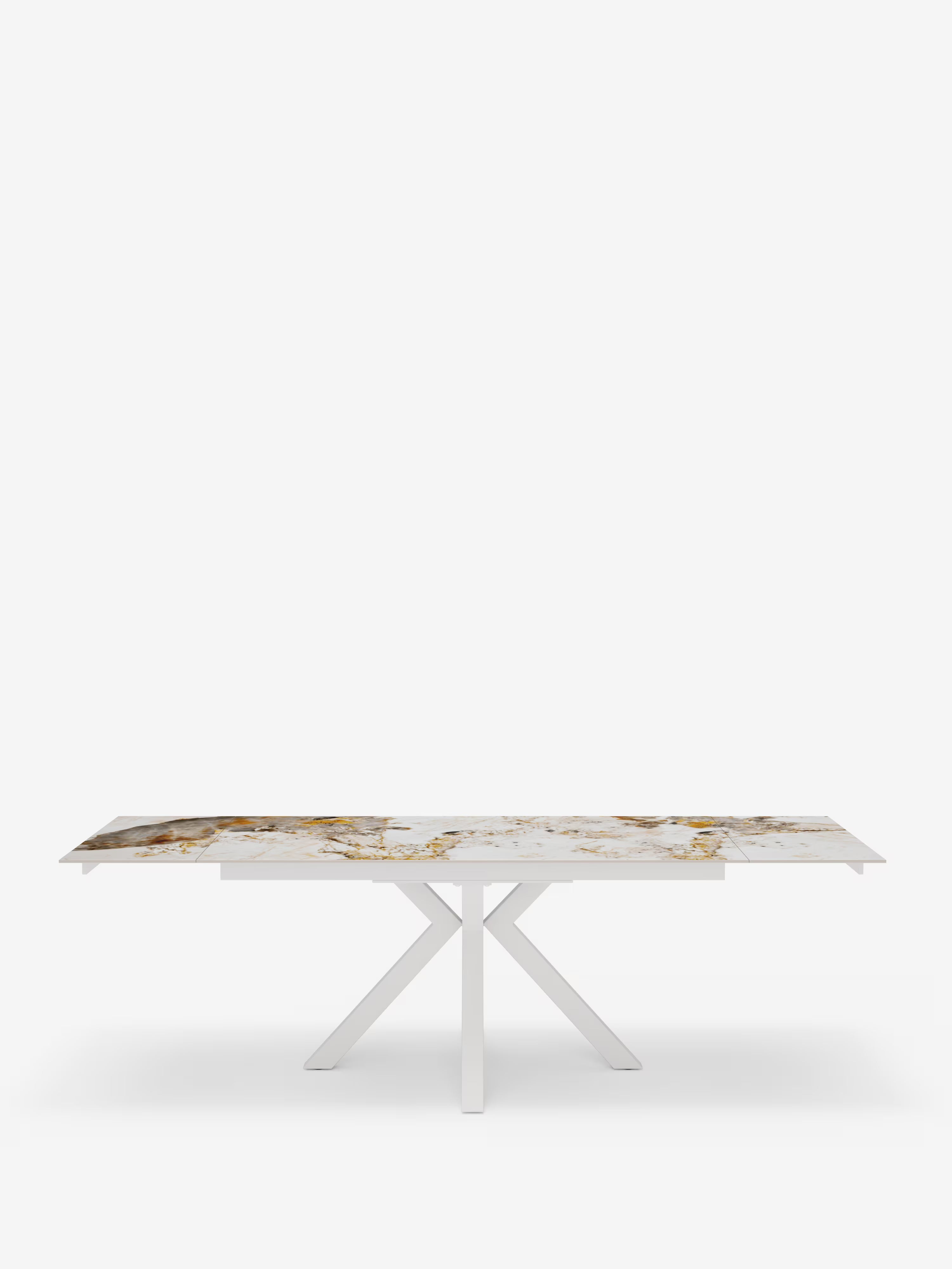 Sky Mesa extensible de piedra efecto mármol pandora – base de metal 160 (240) x 91 cm