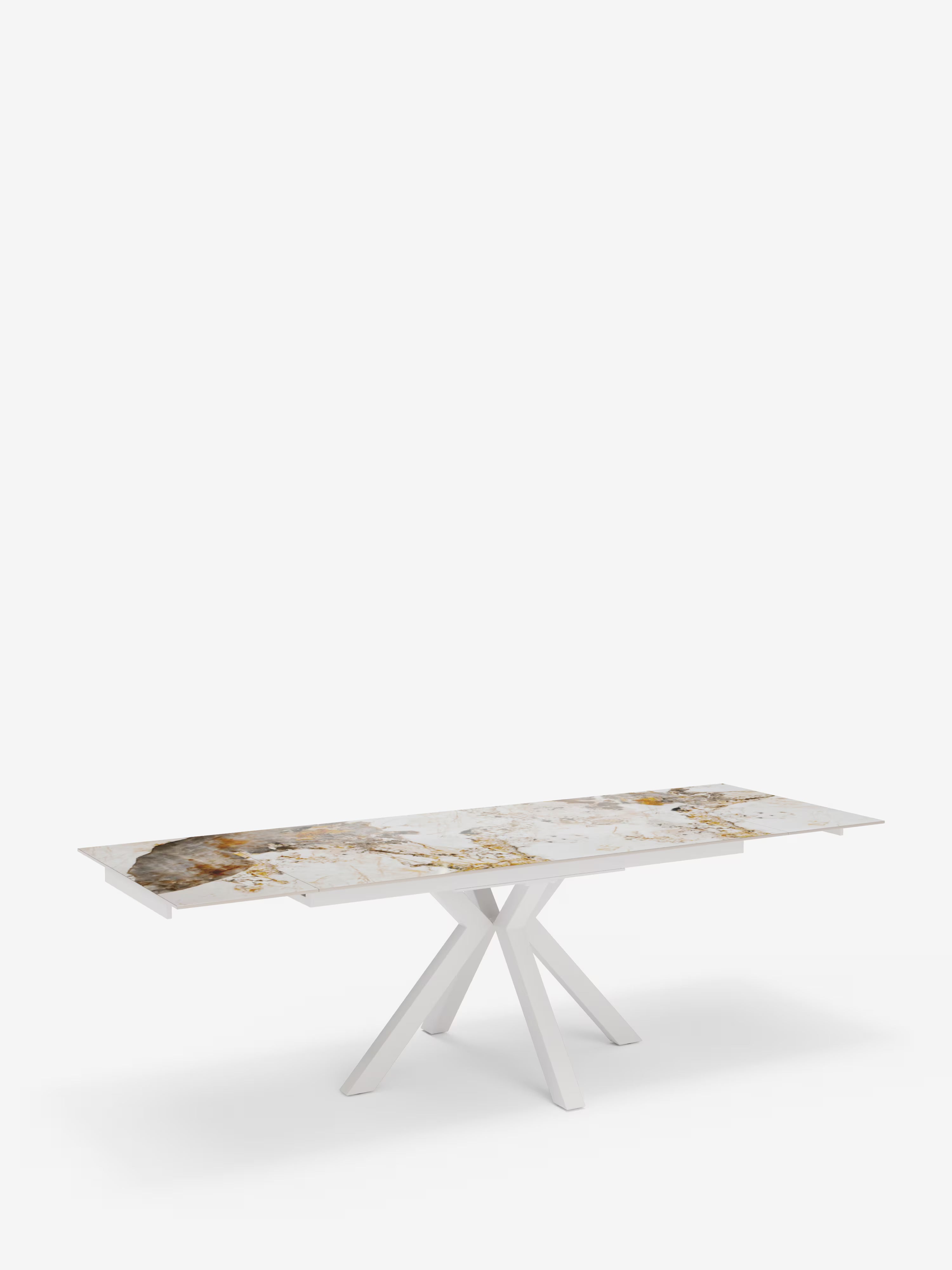 Sky Mesa extensible de piedra efecto mármol pandora – base de metal 160 (240) x 91 cm