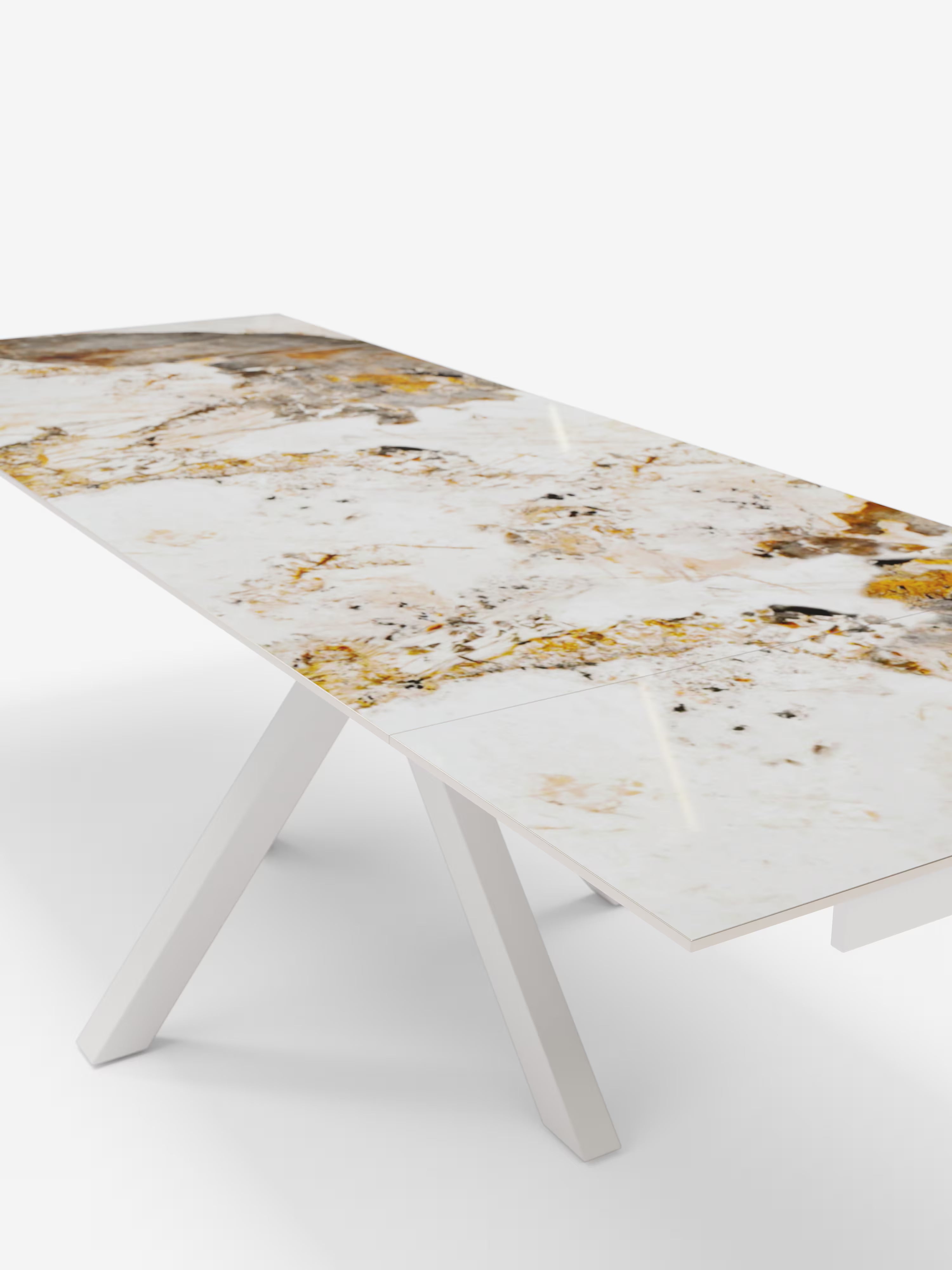 Sky Mesa extensible de piedra efecto mármol pandora – base de metal 160 (240) x 91 cm