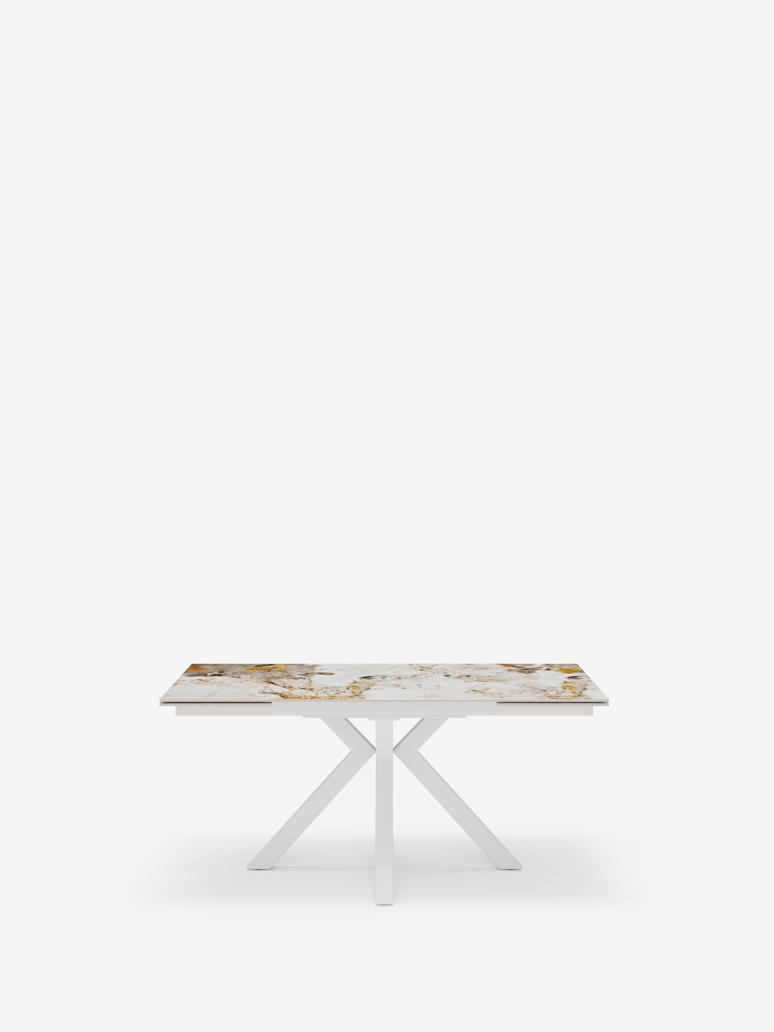 Sky Mesa extensible de piedra efecto mármol pandora – base de metal 160 (240) x 91 cm