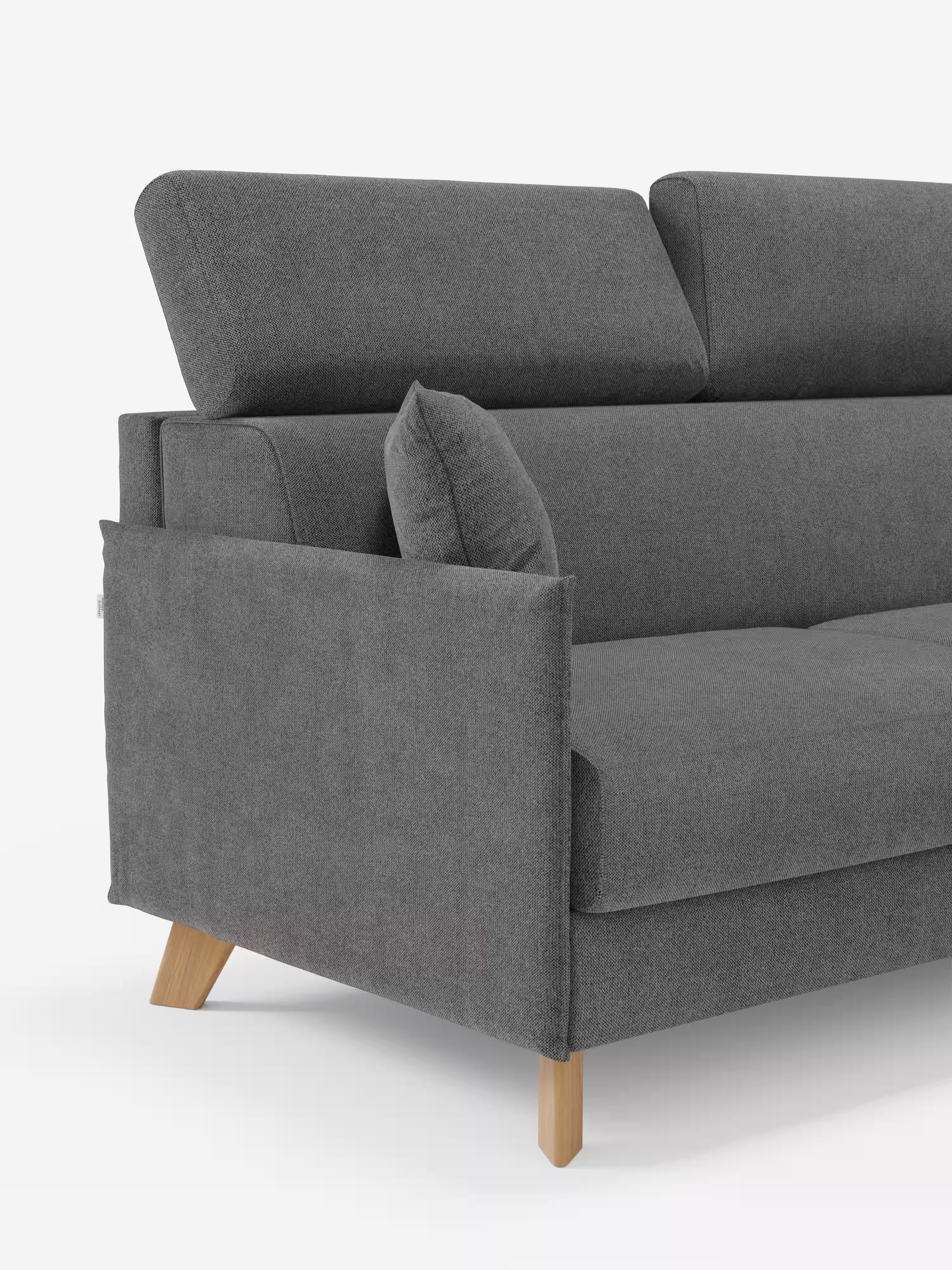 Sole Divano letto angolare con penisola contenitore – poggiatesta reclinabili e rivestimento smacchiabile