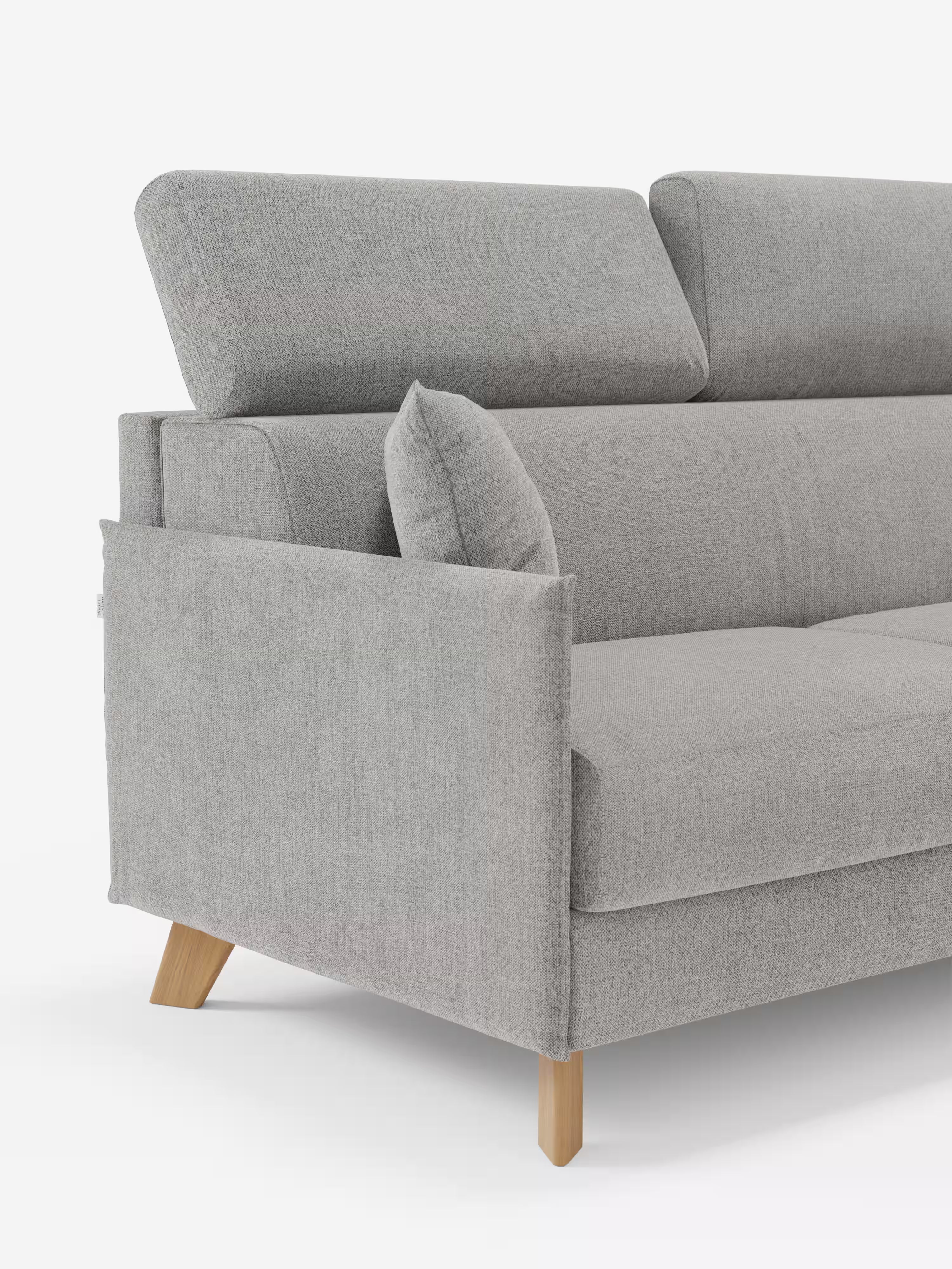 Sole Divano letto angolare con penisola contenitore – poggiatesta reclinabili e rivestimento smacchiabile