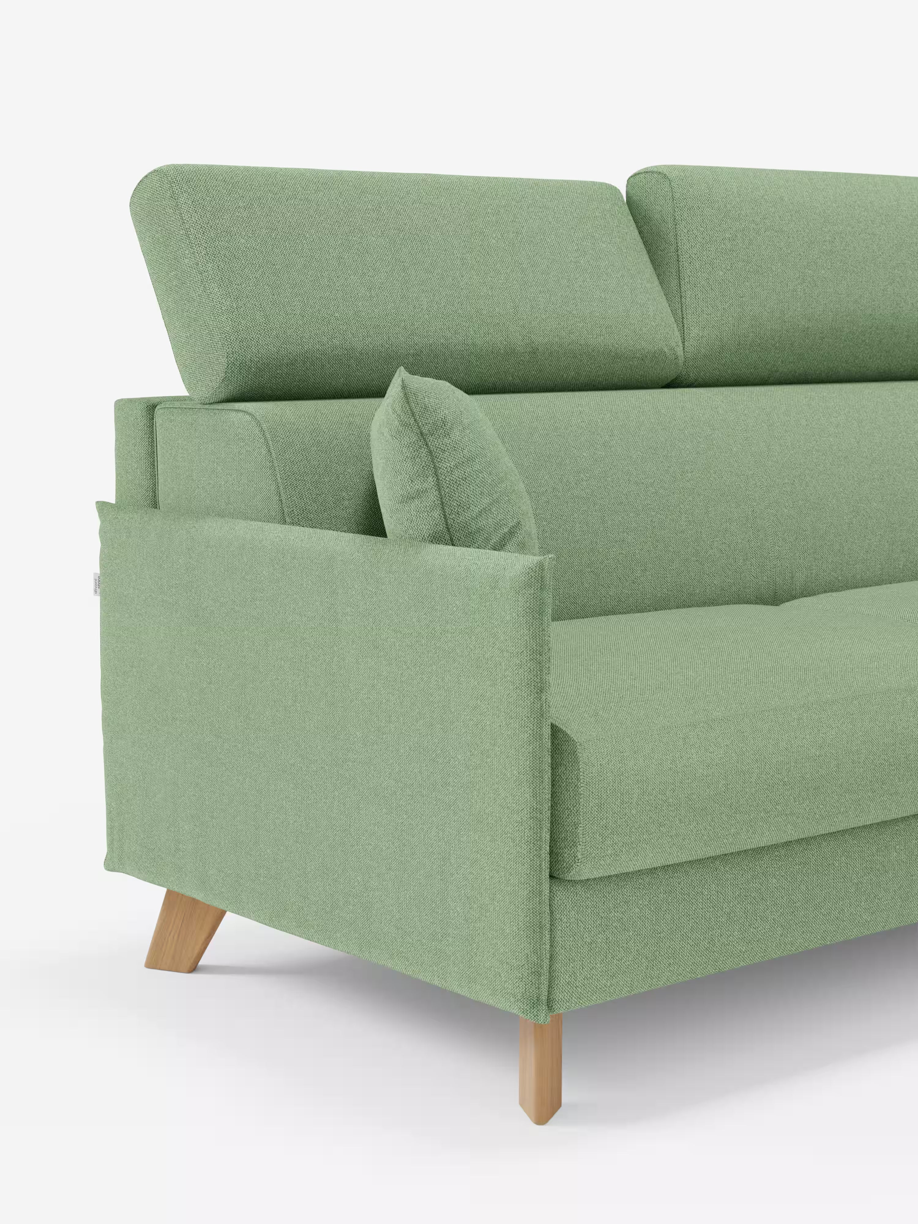 Sole Divano letto angolare con penisola contenitore – poggiatesta reclinabili e rivestimento smacchiabile