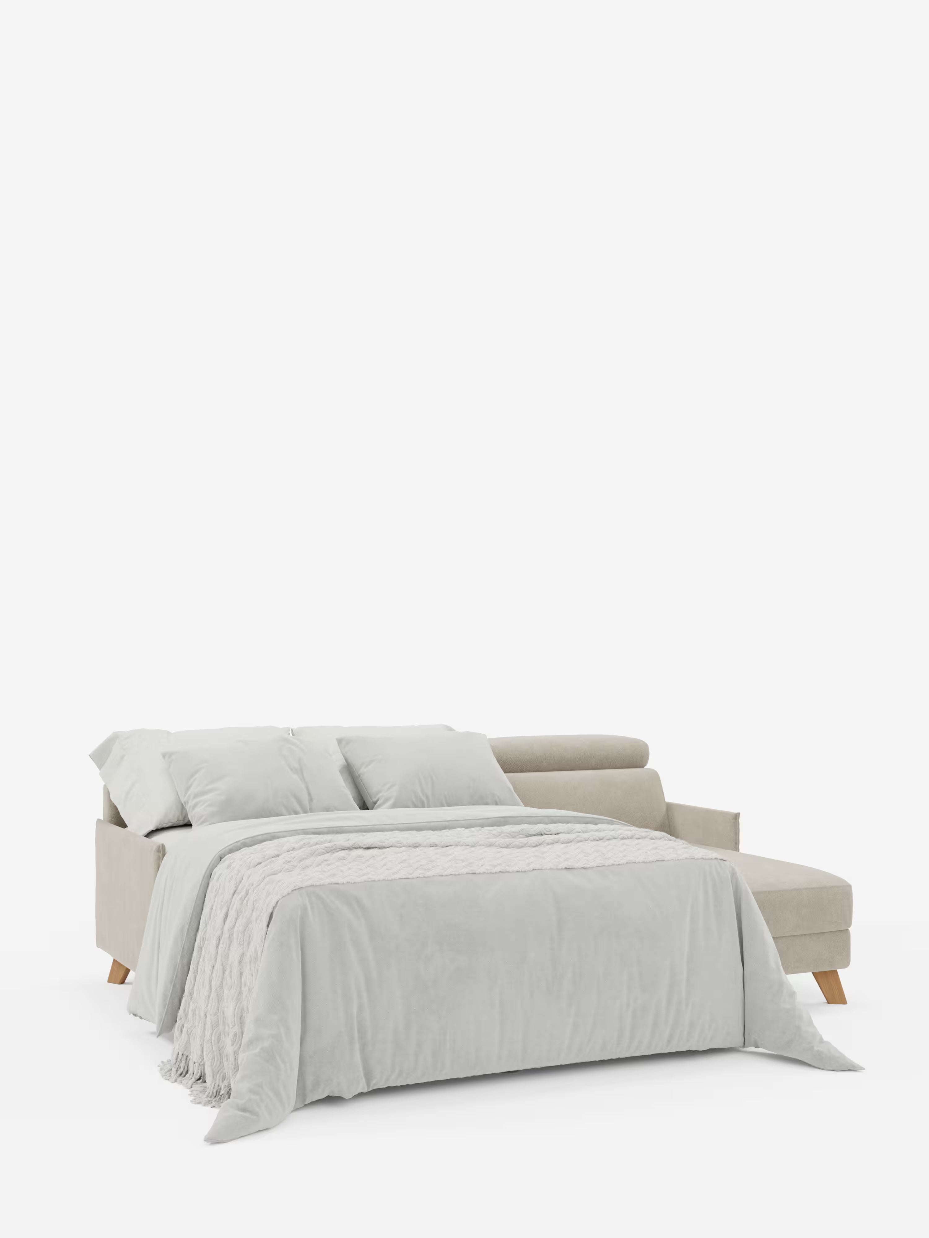 Sole Divano letto angolare con penisola contenitore – poggiatesta reclinabili e rivestimento smacchiabile
