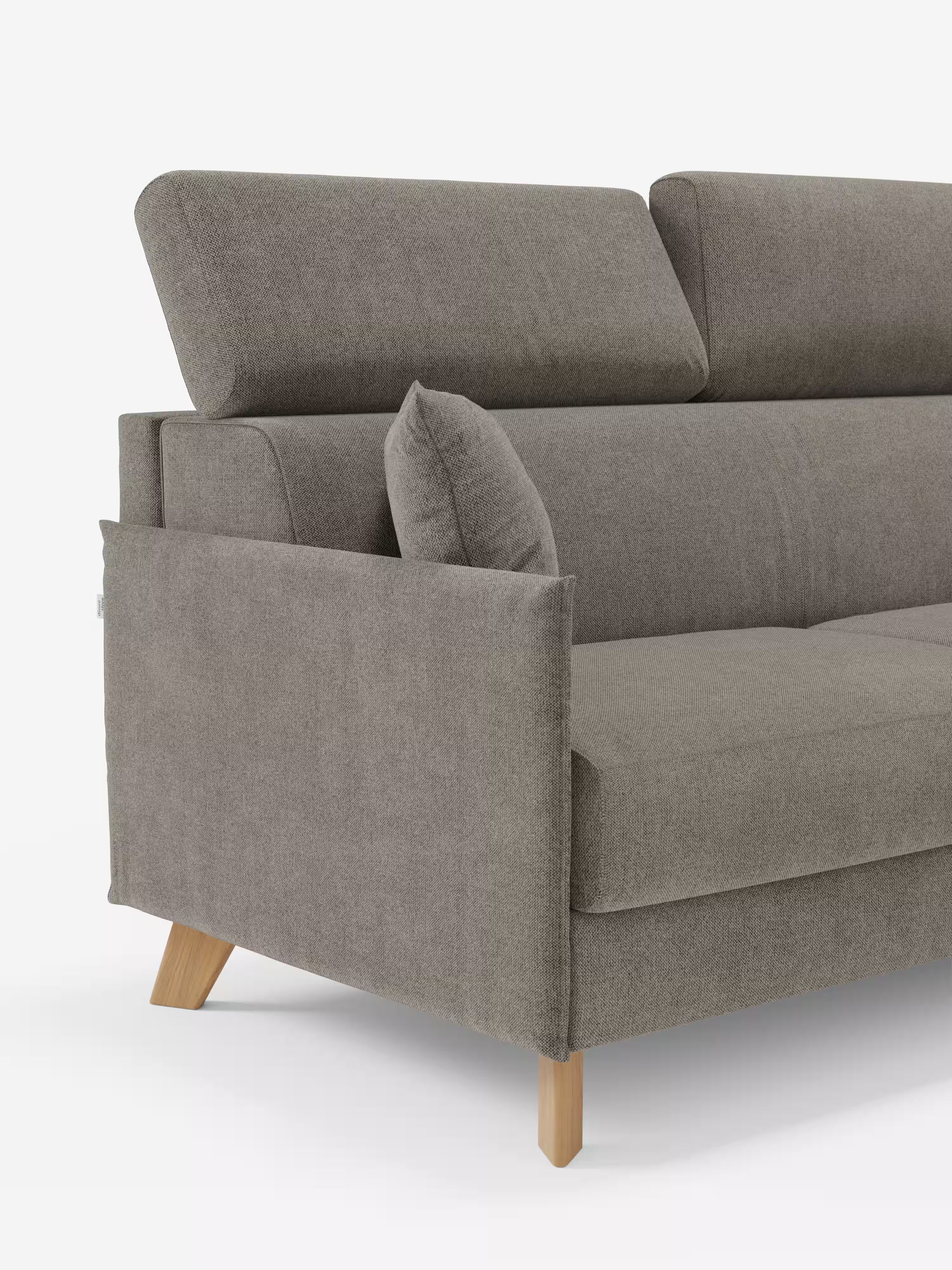 Sole Divano letto angolare con penisola contenitore – poggiatesta reclinabili e rivestimento smacchiabile