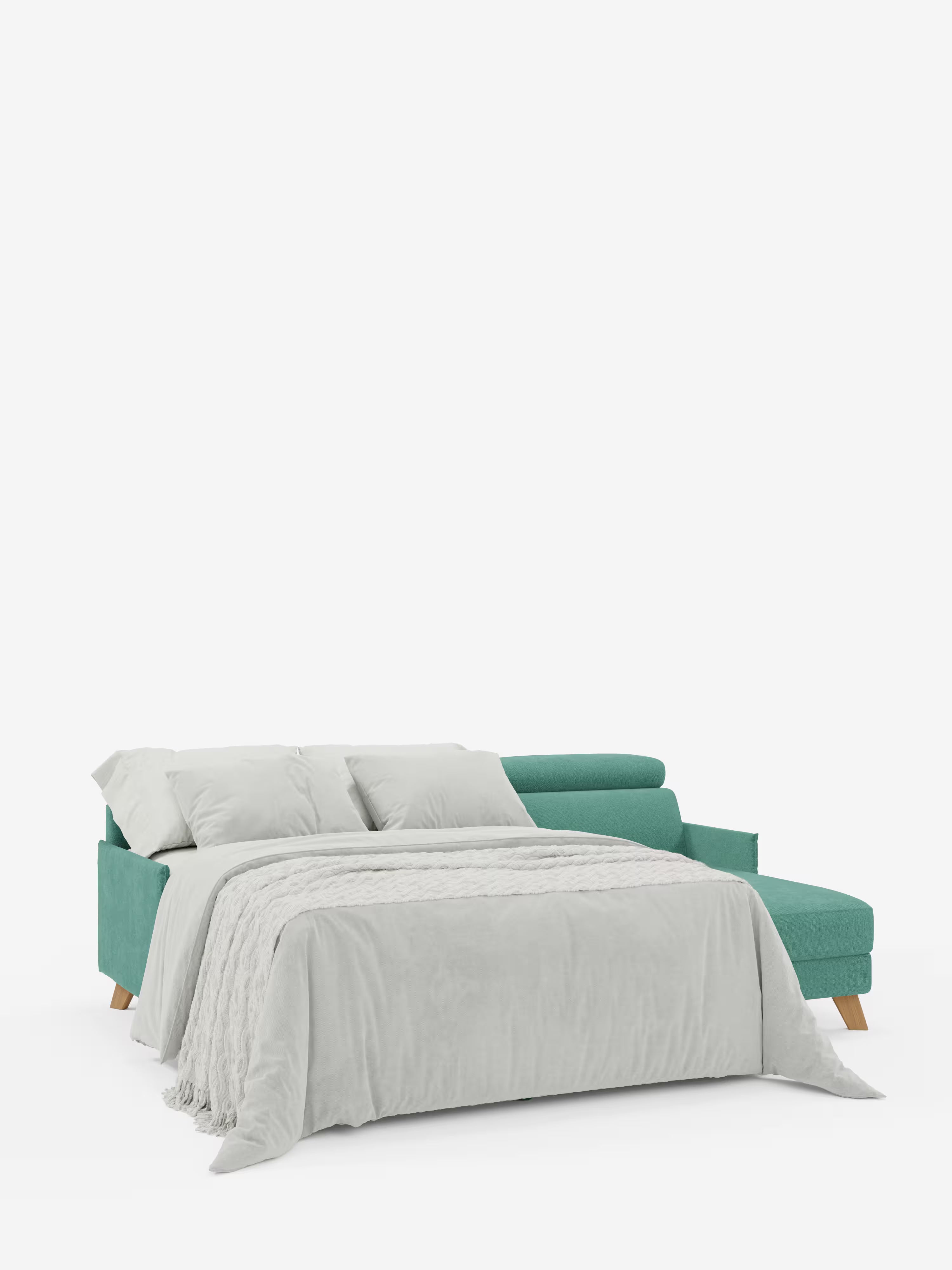 Sole Divano letto angolare con penisola contenitore – poggiatesta reclinabili e rivestimento smacchiabile