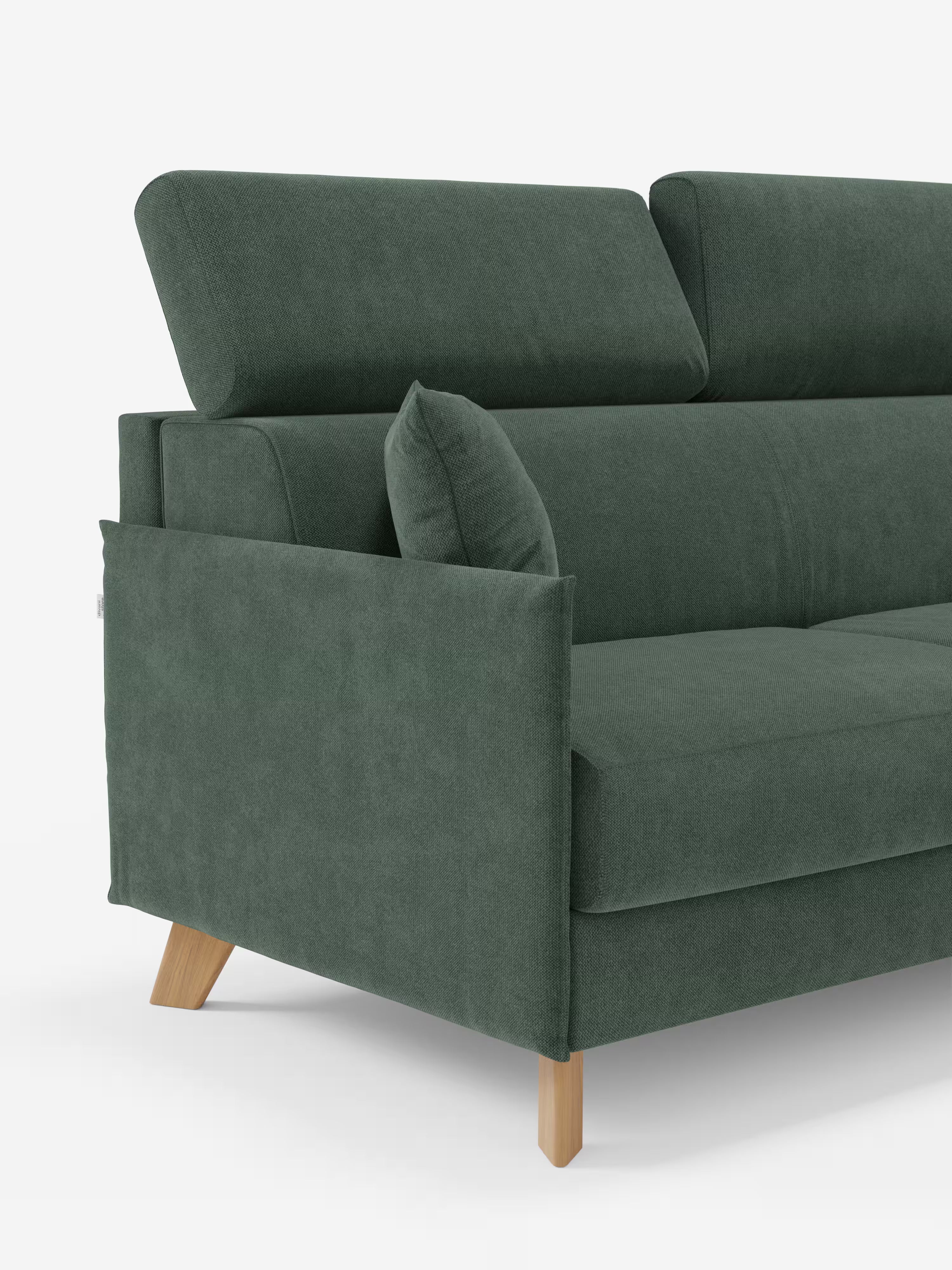 Sole Divano letto angolare con penisola contenitore – poggiatesta reclinabili e rivestimento smacchiabile