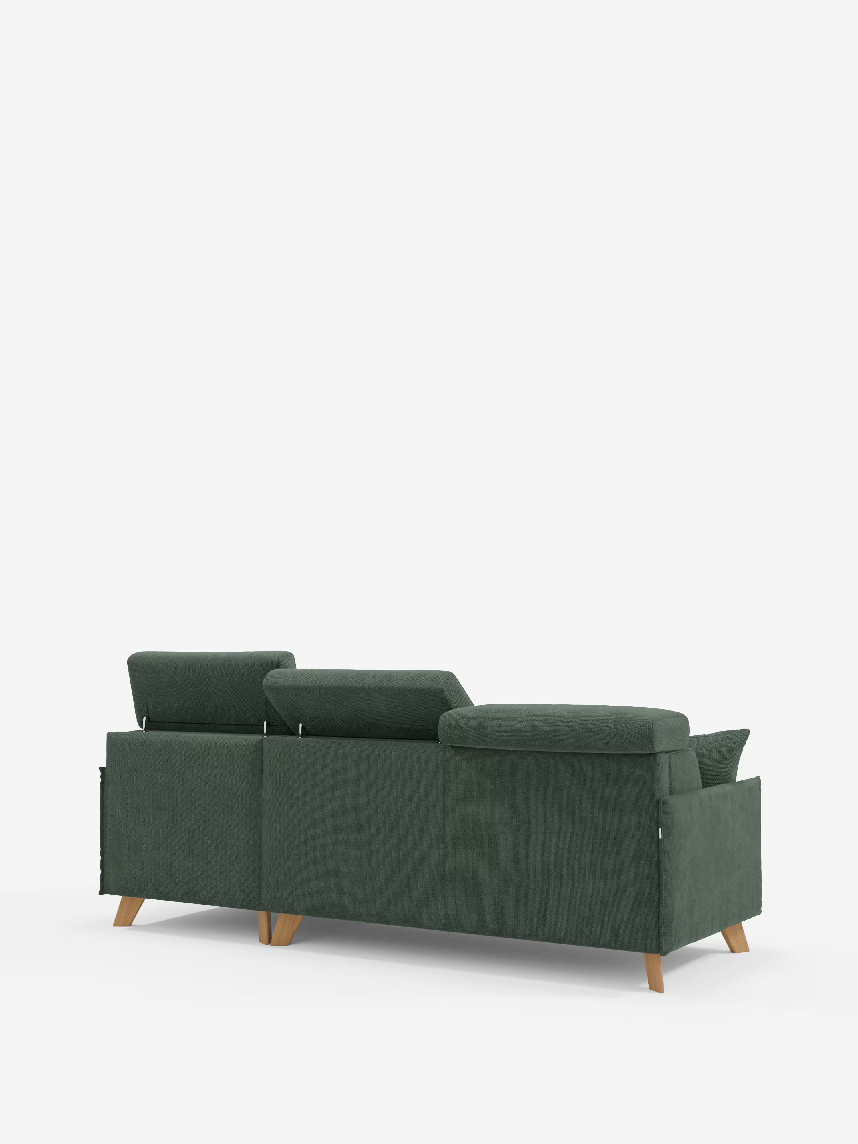 Sole Divano letto angolare con penisola contenitore – poggiatesta reclinabili e rivestimento smacchiabile