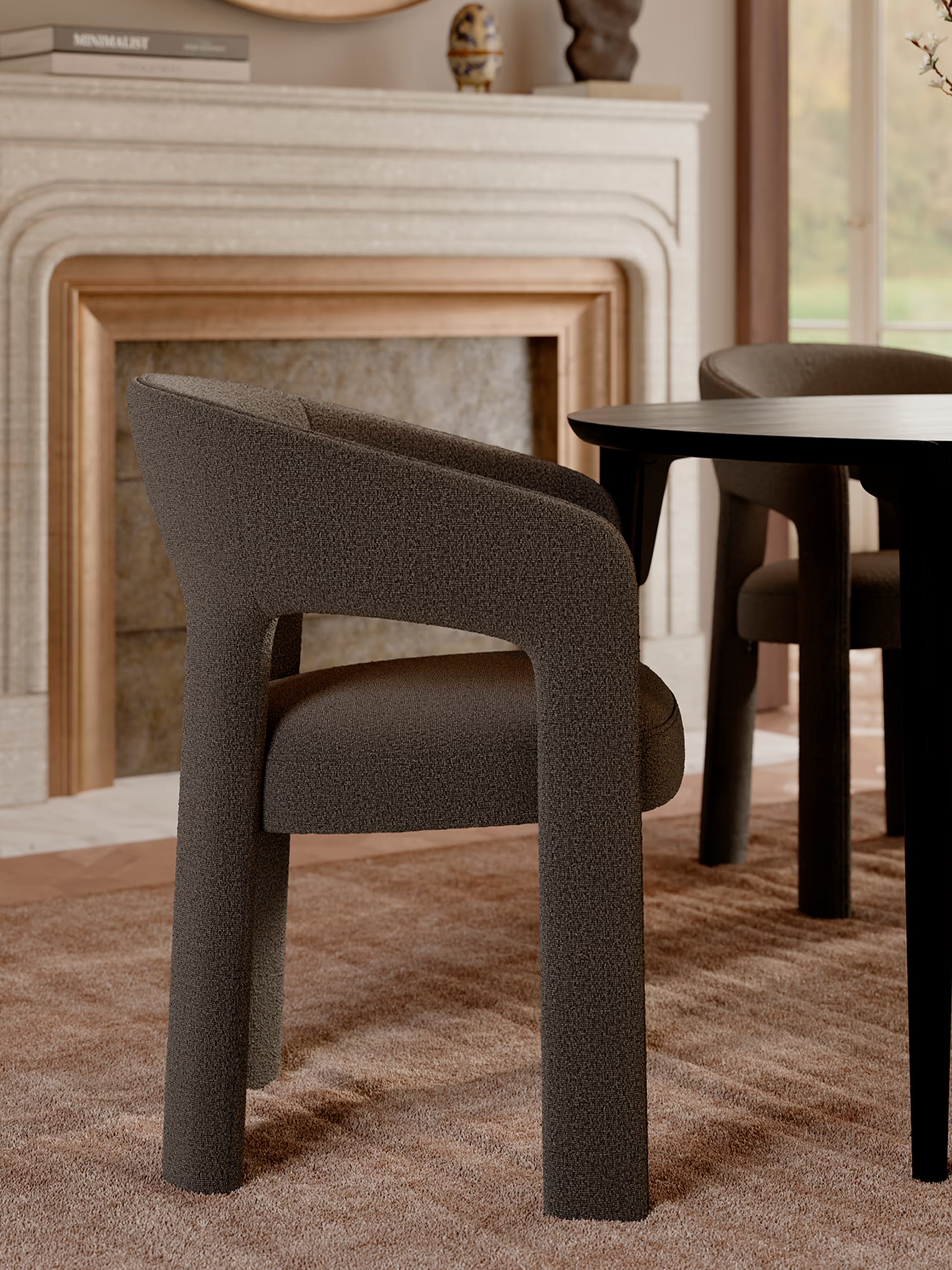 Splendor chaise en tissu certifié Oeko-tex - Bouclé de Charme & Confort Enveloppant