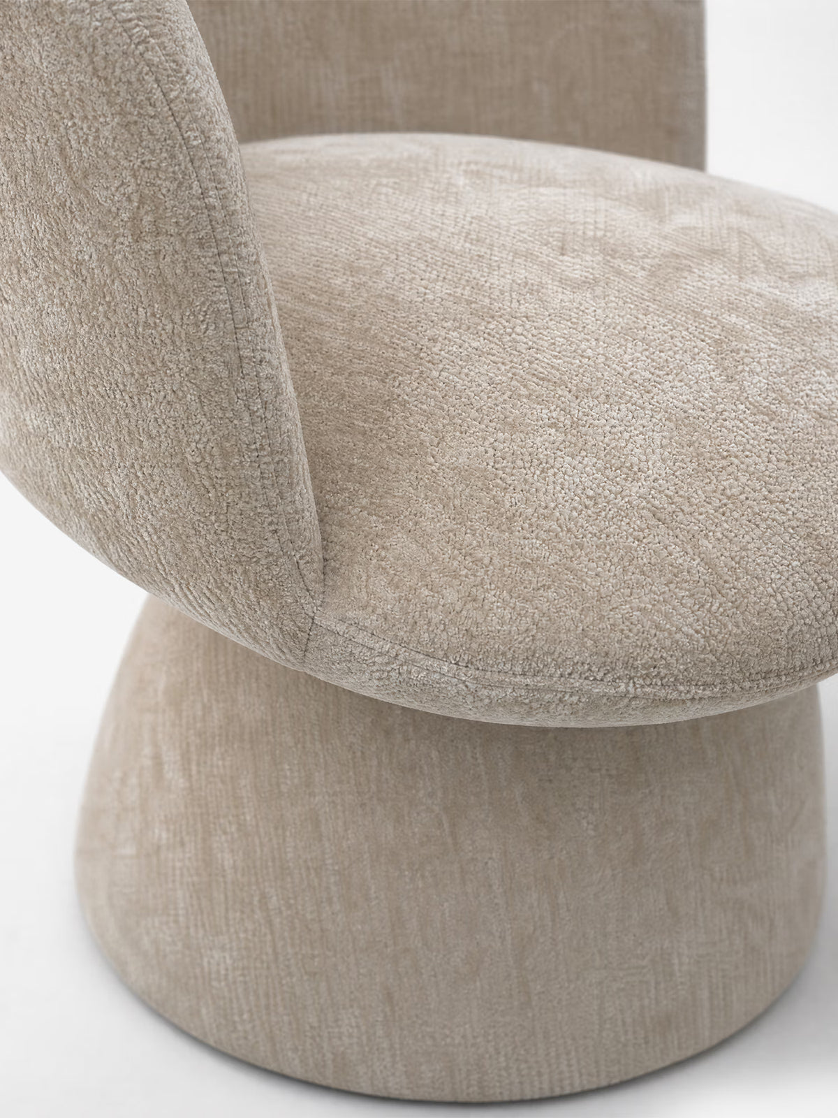 Talia Upholstered chenille chair in cream beige with upholstered base