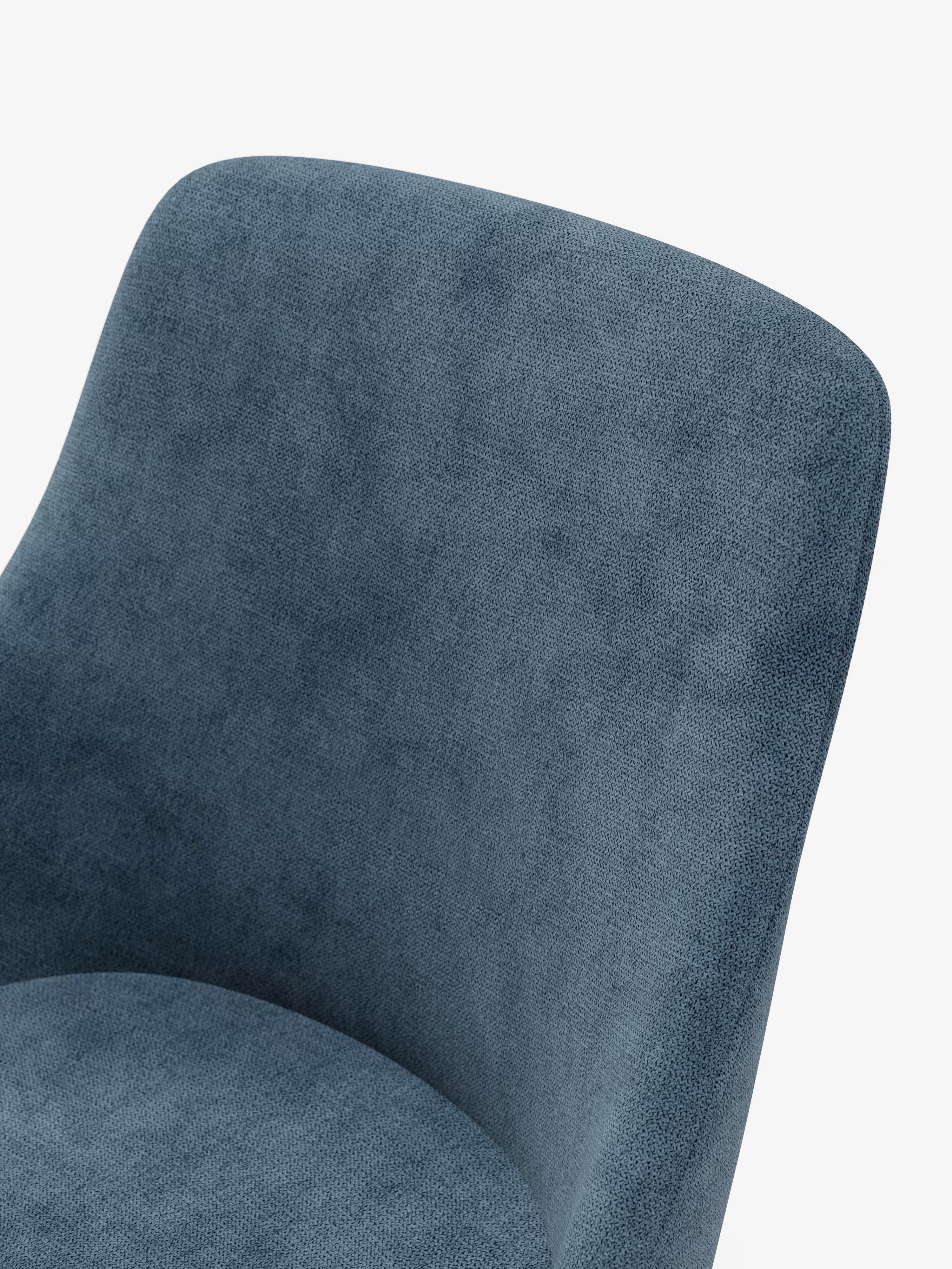 Chaise Tallin en tissu bleu avec pieds en métal laqué noir