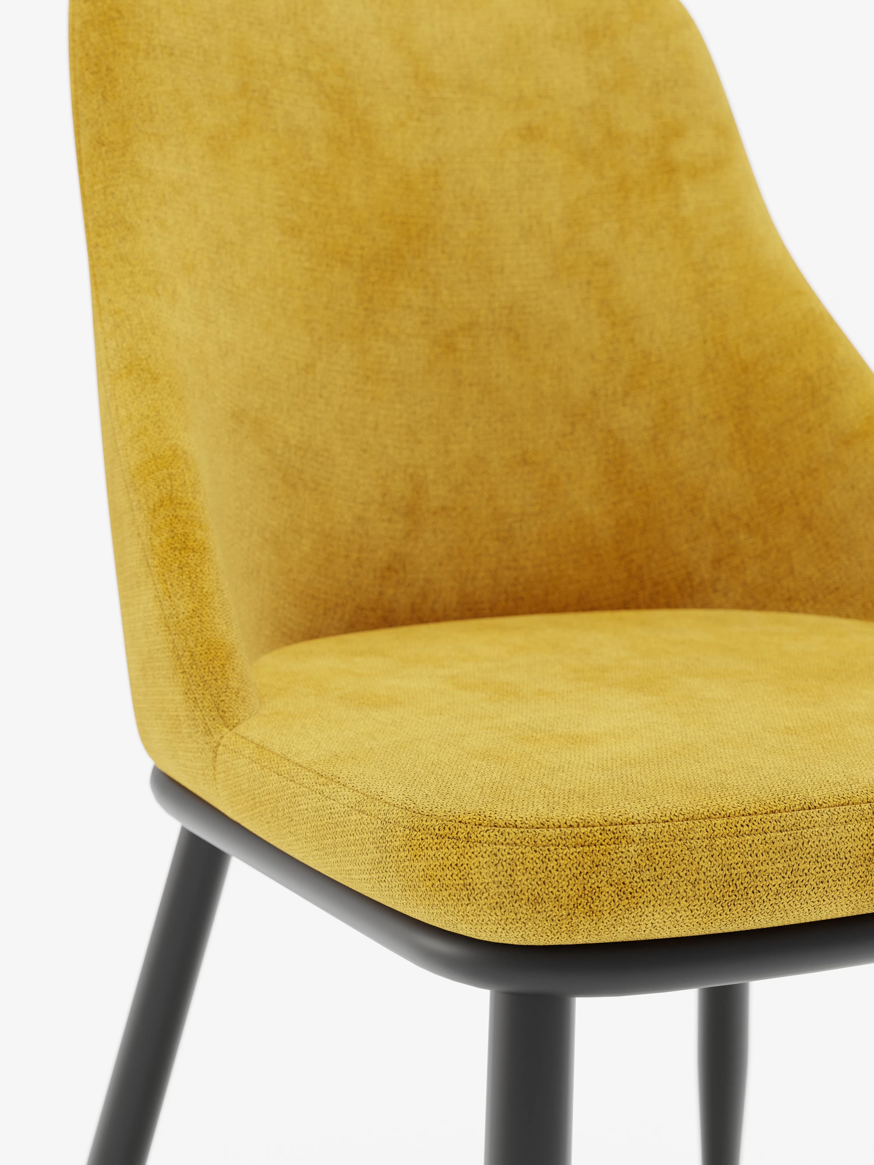 Chaise Tallin en tissu jaune avec pieds en métal laqué noir
