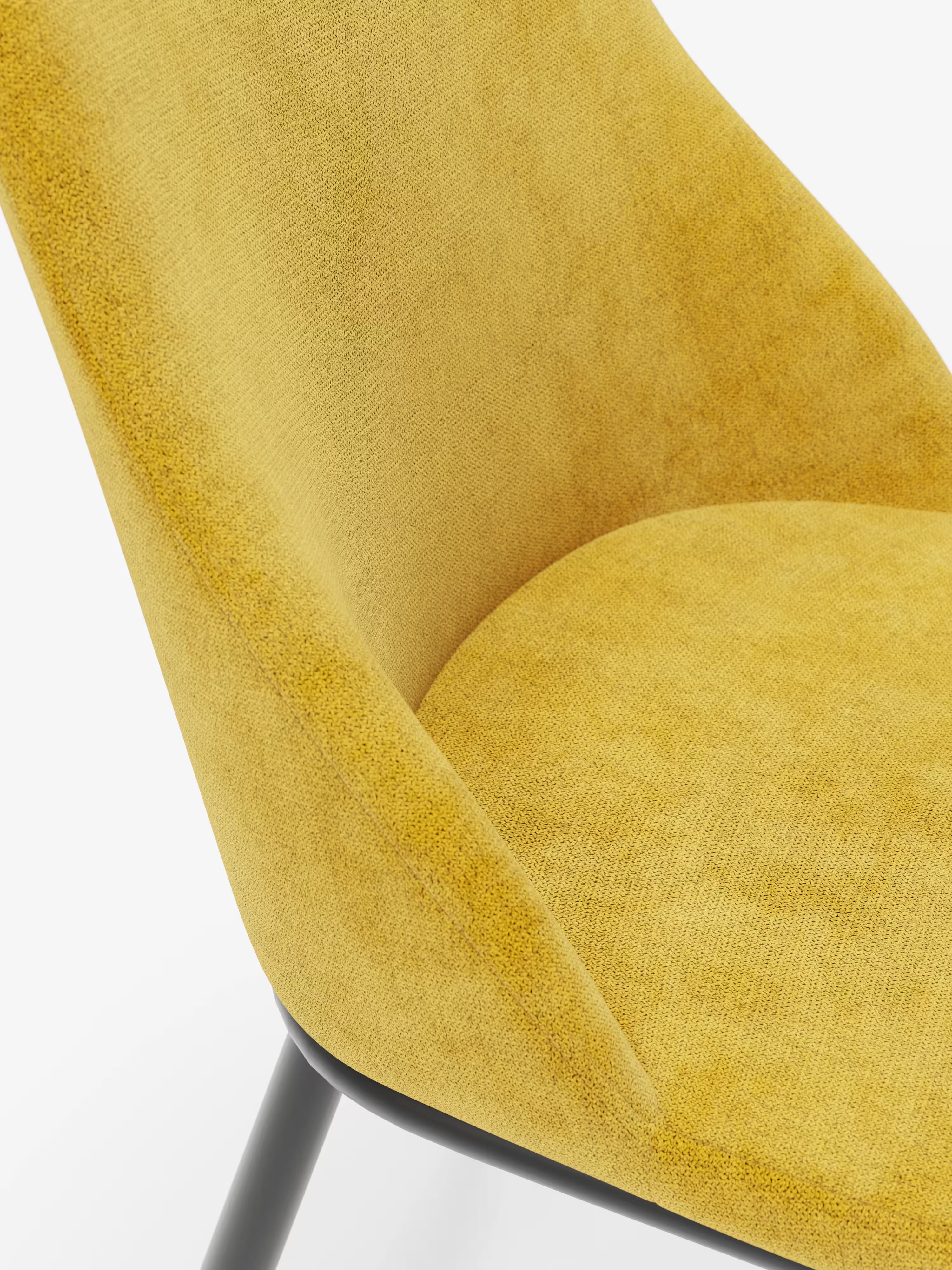 Chaise Tallin en tissu jaune avec pieds en métal laqué noir