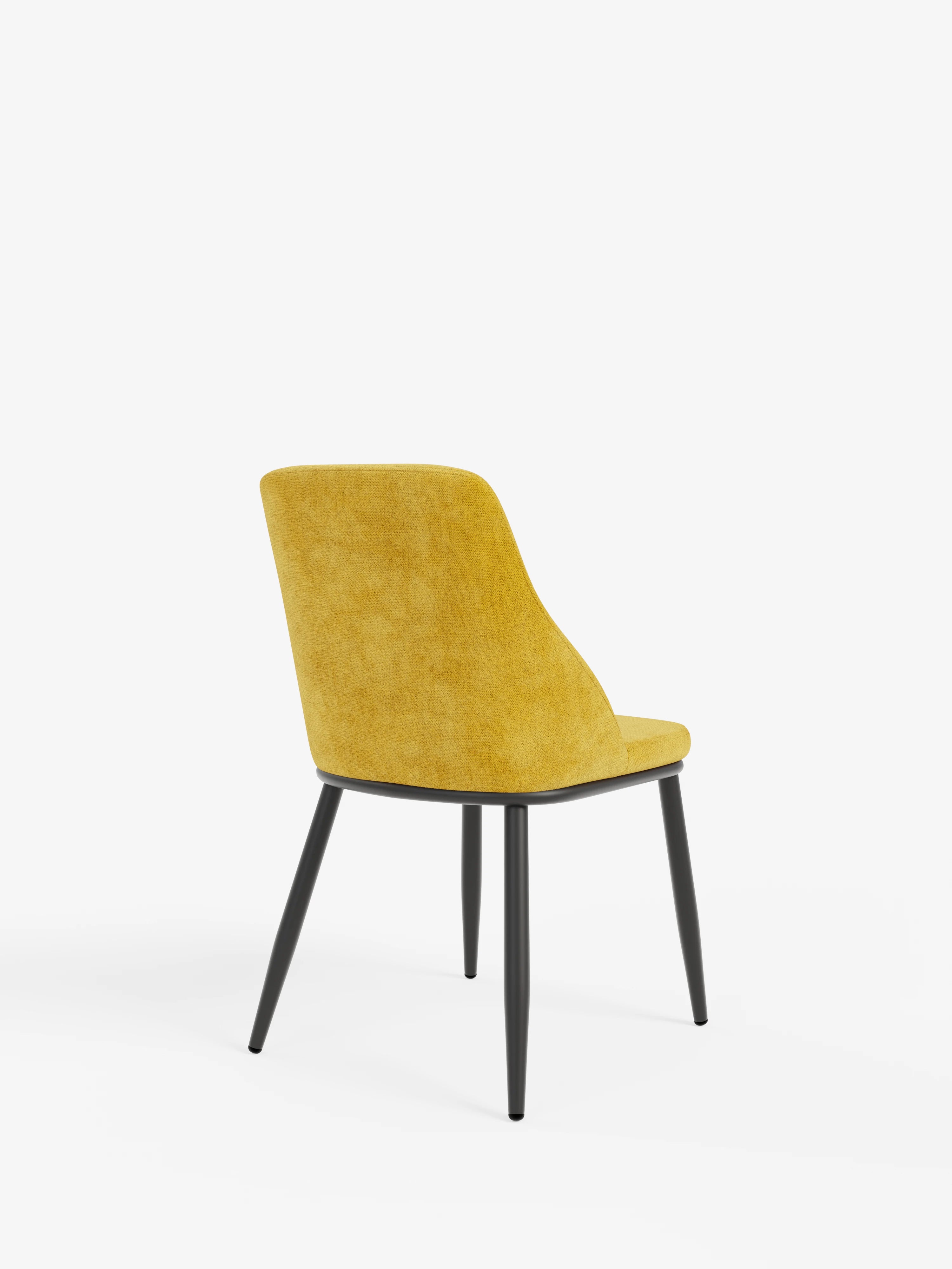 Chaise Tallin en tissu jaune avec pieds en métal laqué noir