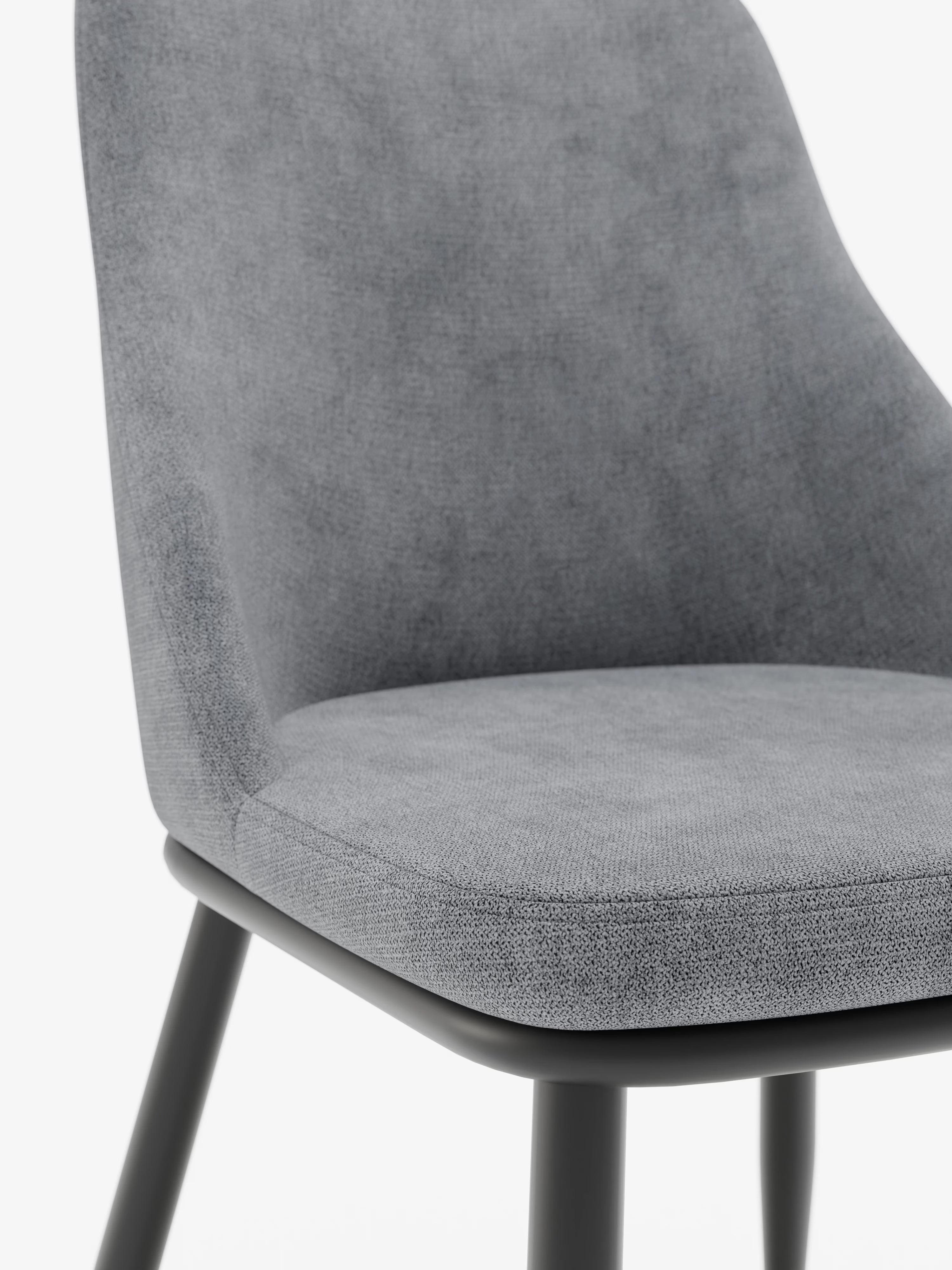 Chaise Tallin en tissu gris foncé avec pieds en métal laqué noir