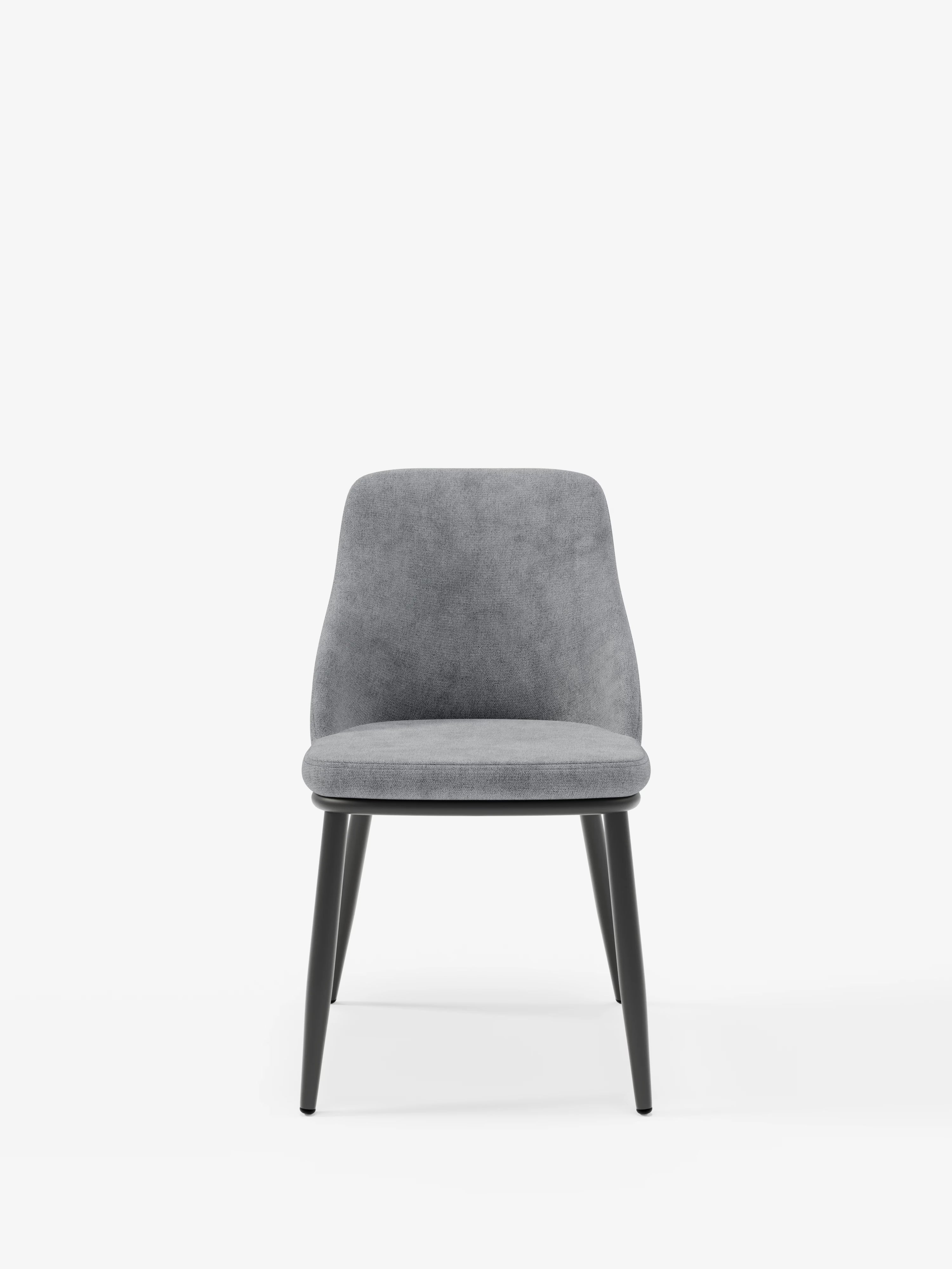 Chaise Tallin en tissu gris foncé avec pieds en métal laqué noir